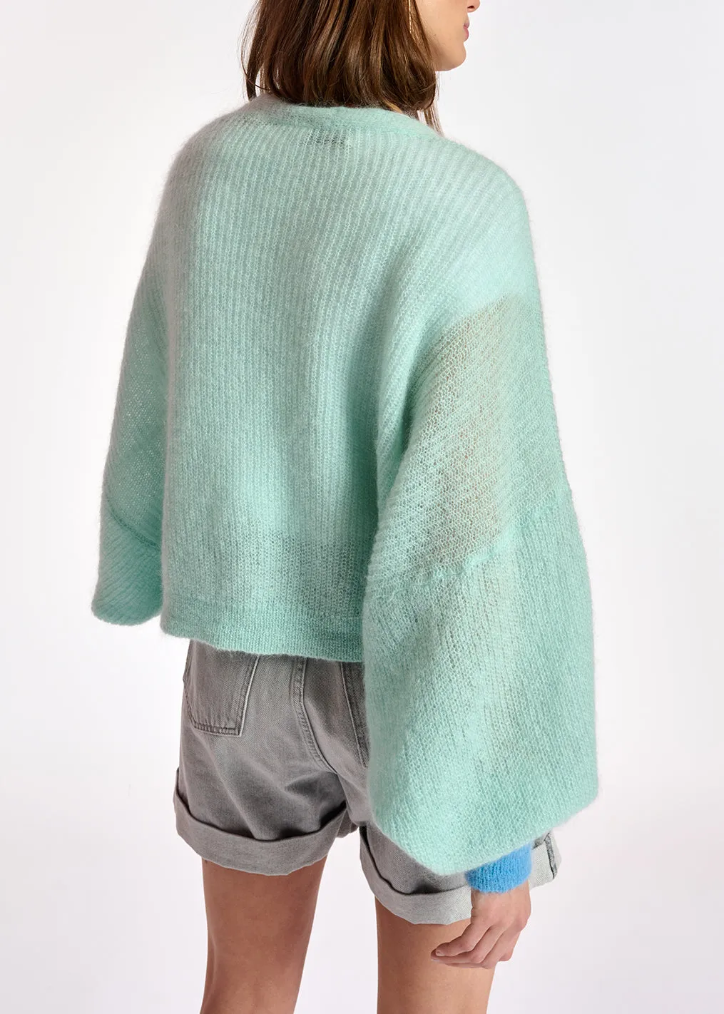 Light blue mohair-blend cardigan