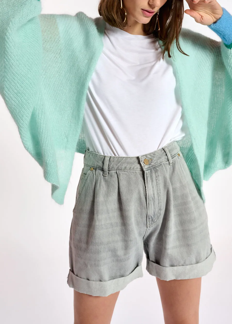 Light blue mohair-blend cardigan