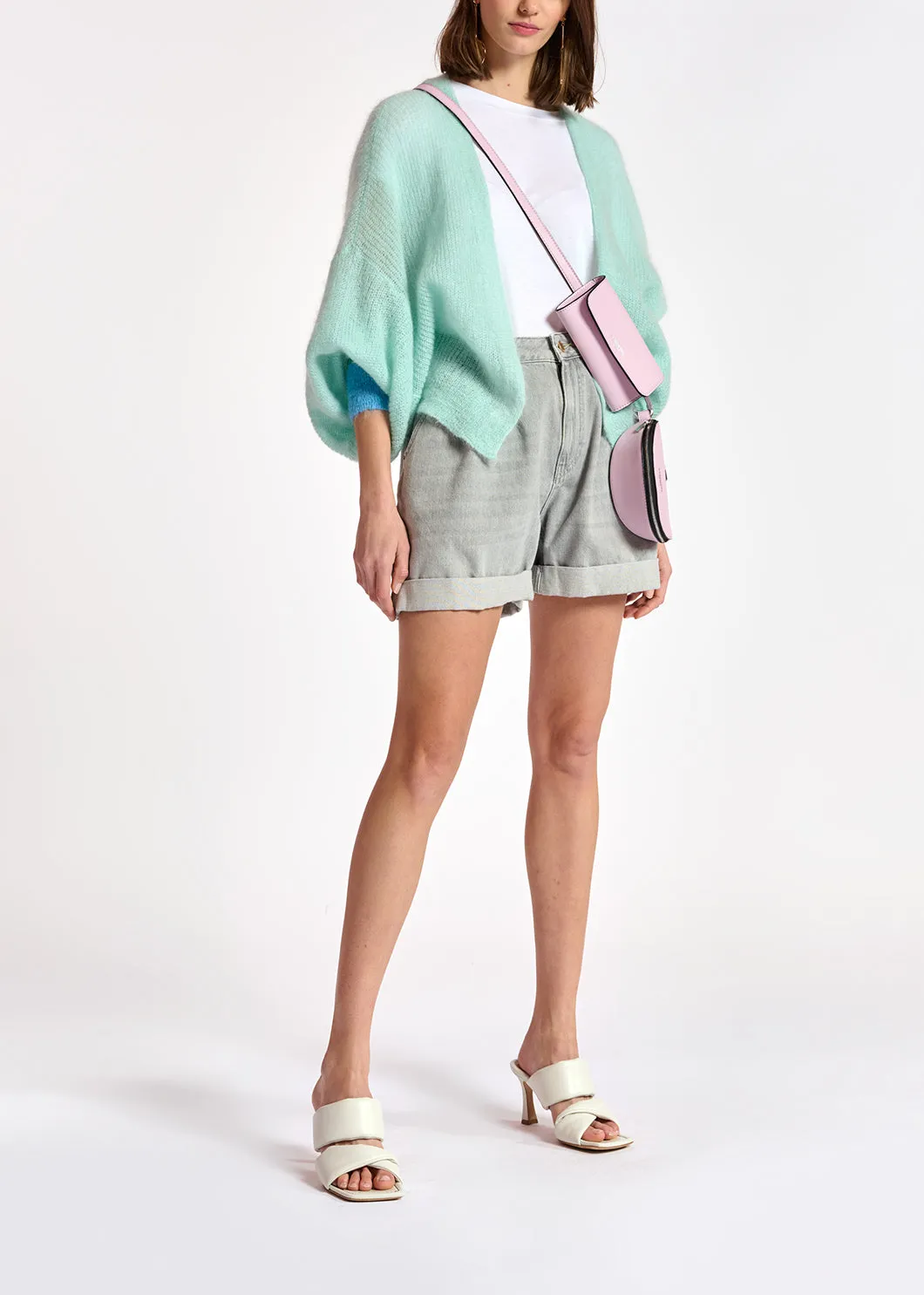 Light blue mohair-blend cardigan