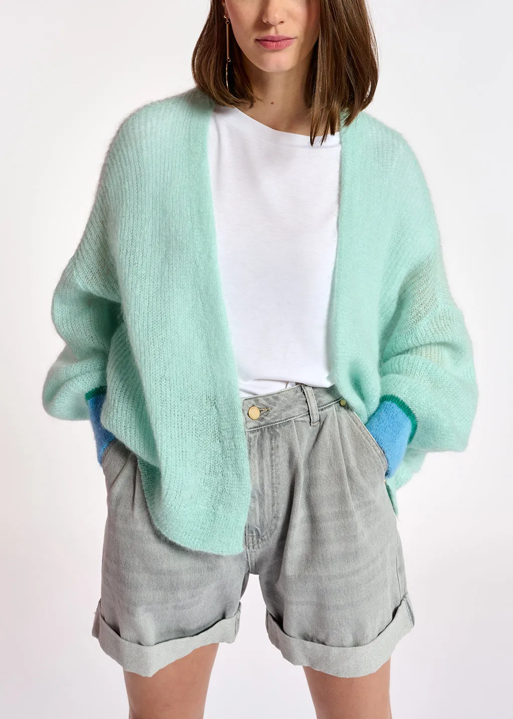 Light blue mohair-blend cardigan