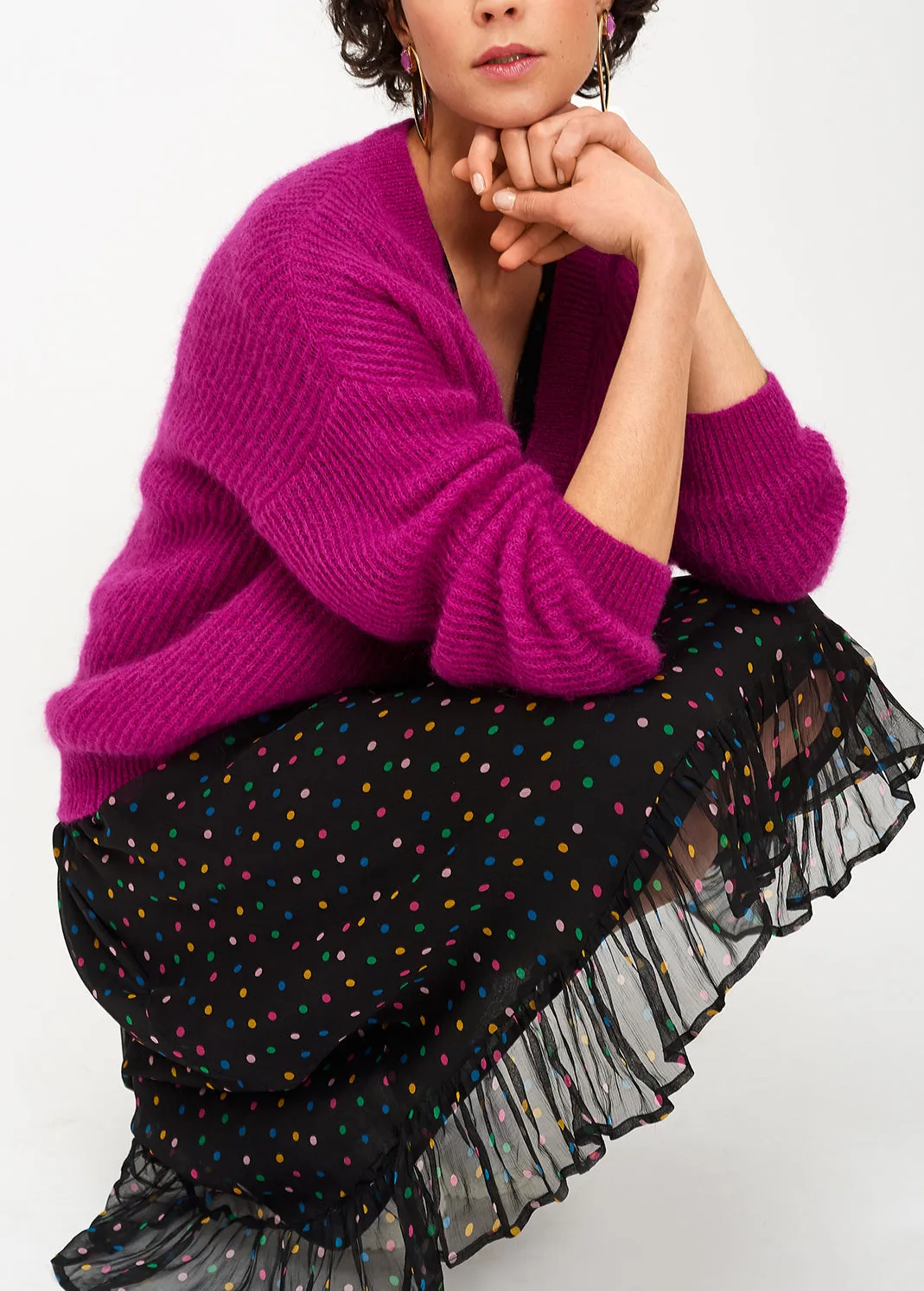 Light purple mohair blend v-neck sweater