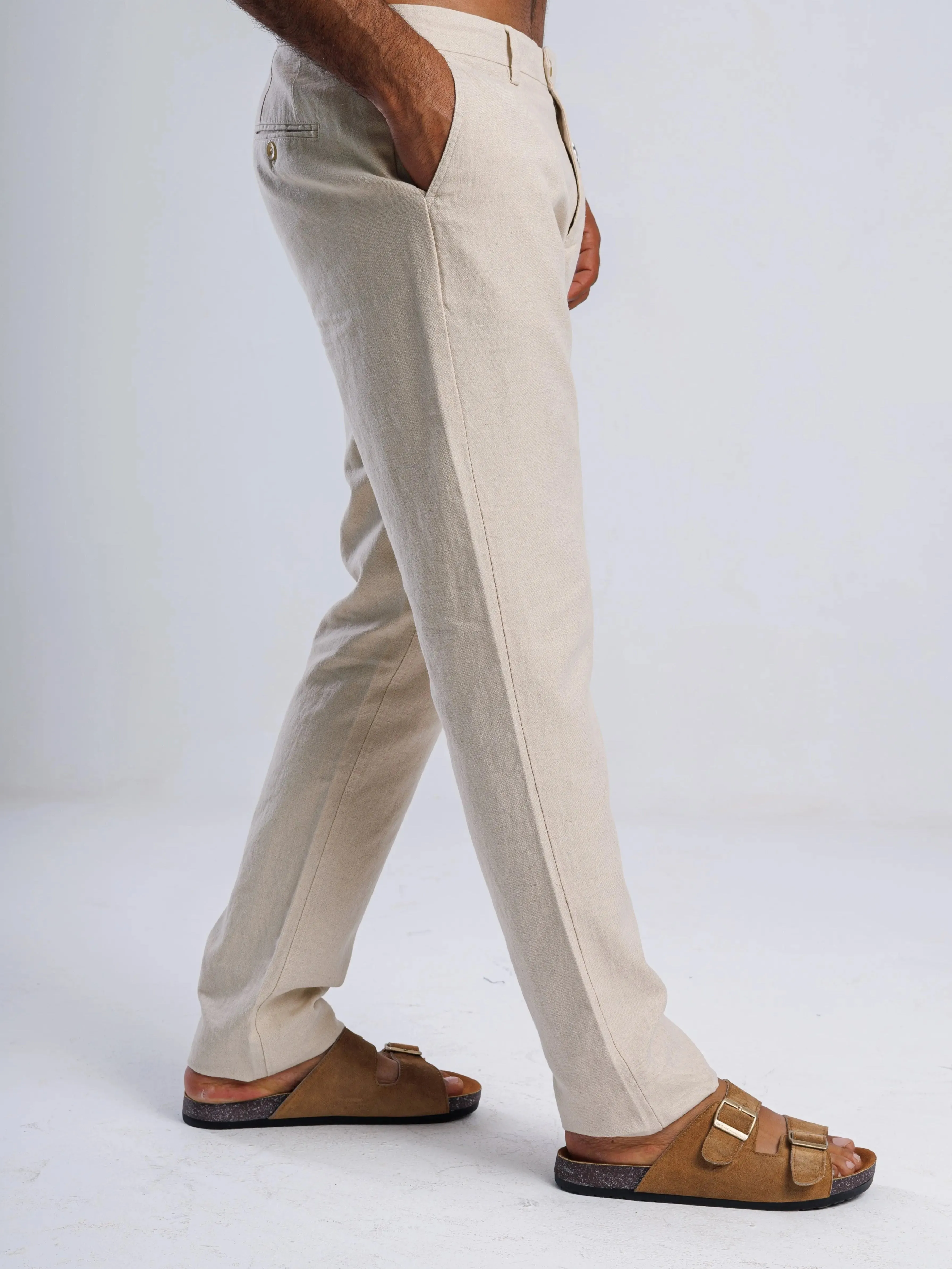 LINEN BLEND TAPERED TROUSER