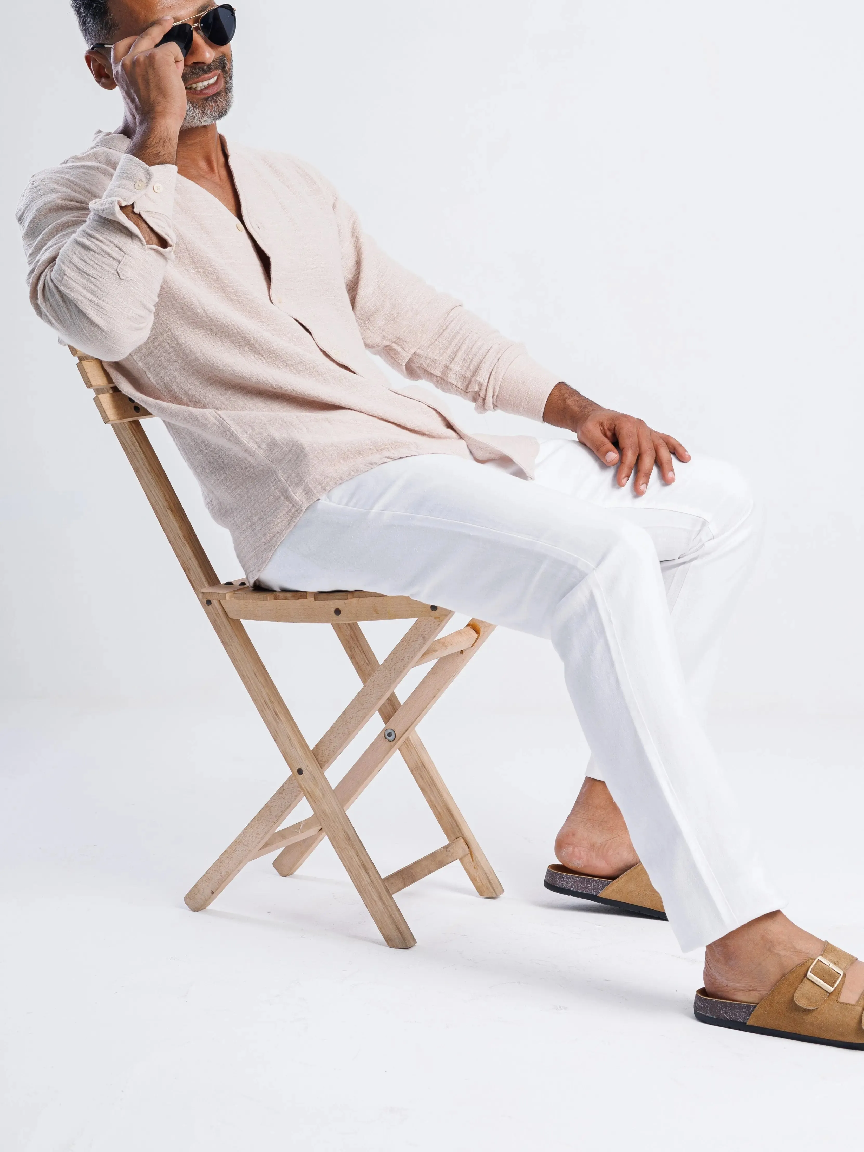 LINEN BLEND TAPERED TROUSER