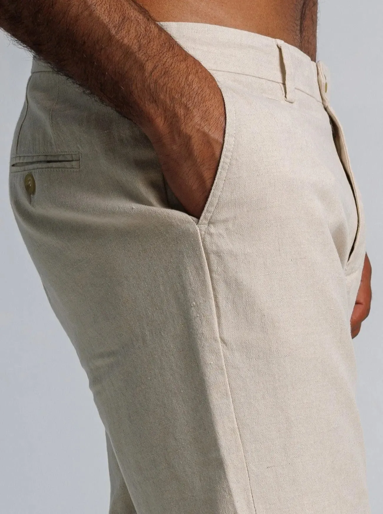 LINEN BLEND TAPERED TROUSER