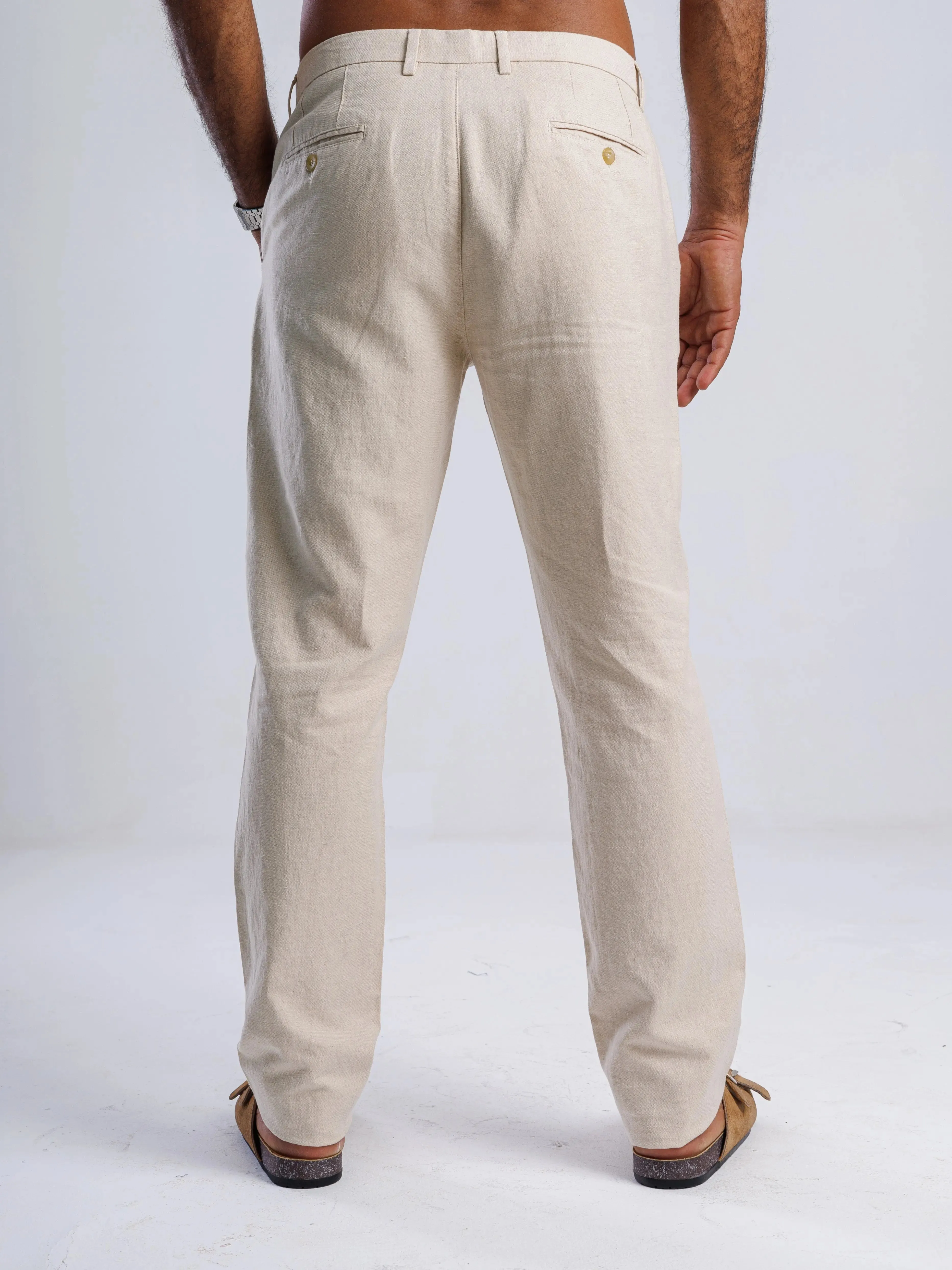 LINEN BLEND TAPERED TROUSER