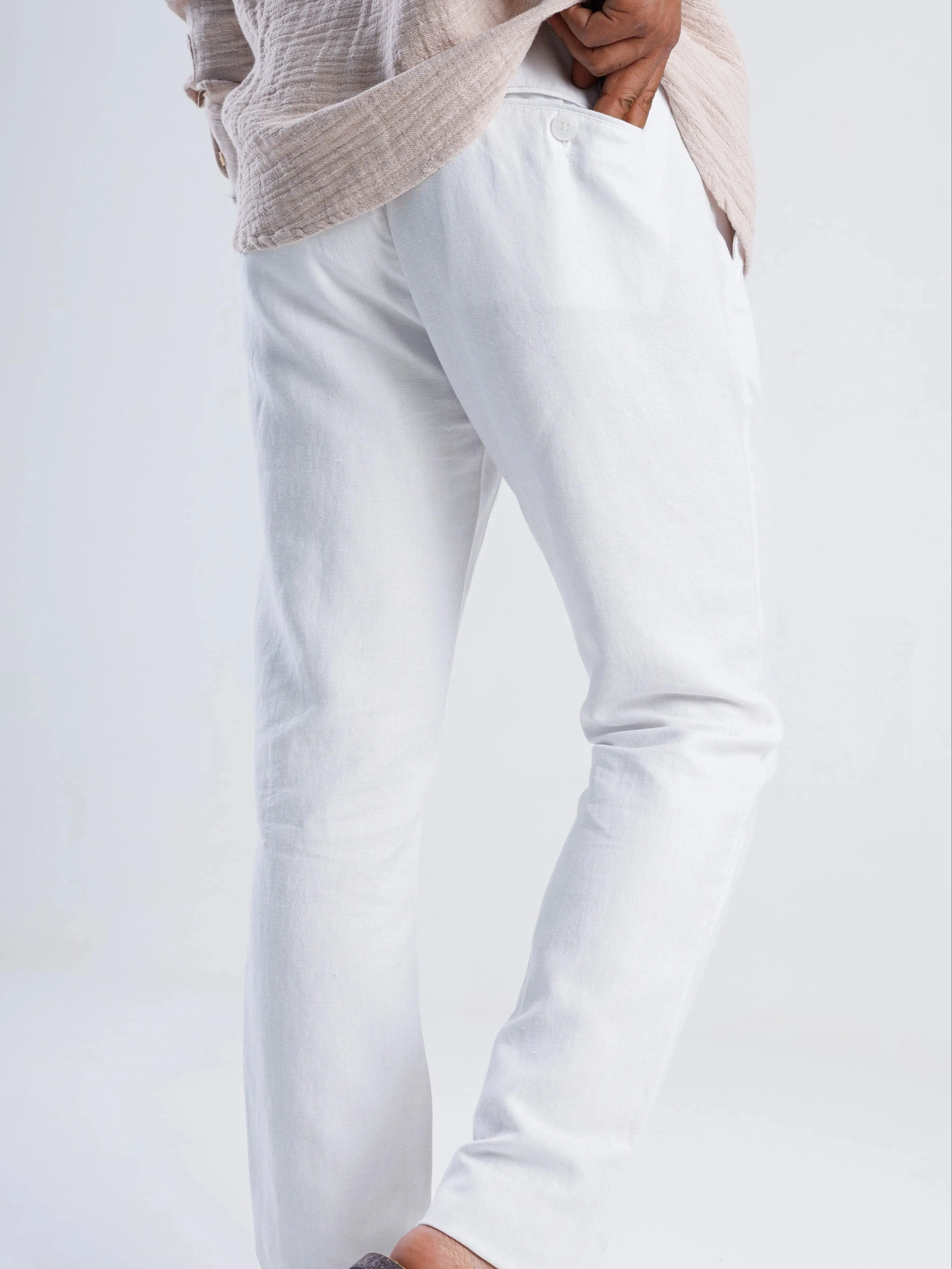 LINEN BLEND TAPERED TROUSER