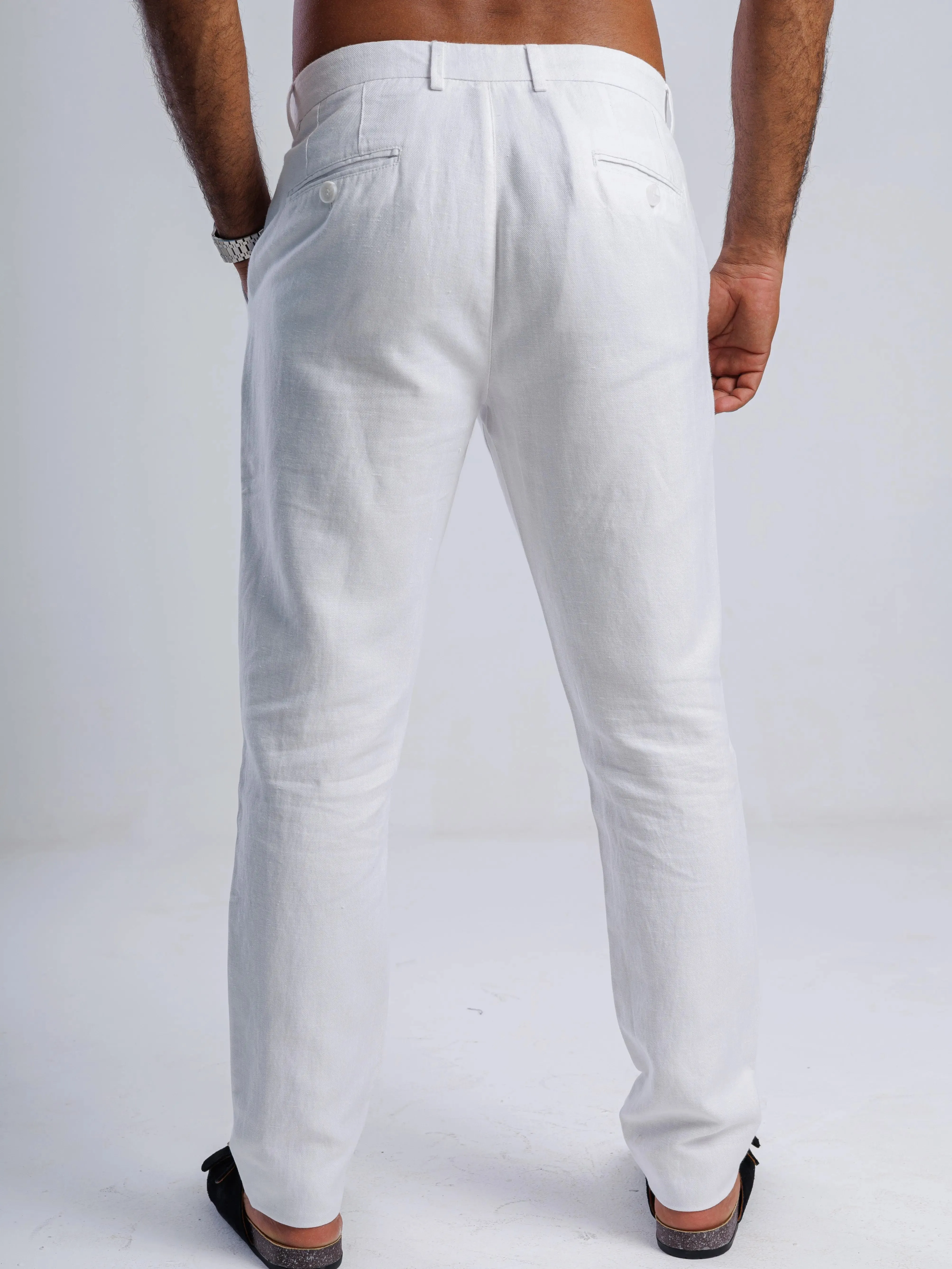 LINEN BLEND TAPERED TROUSER