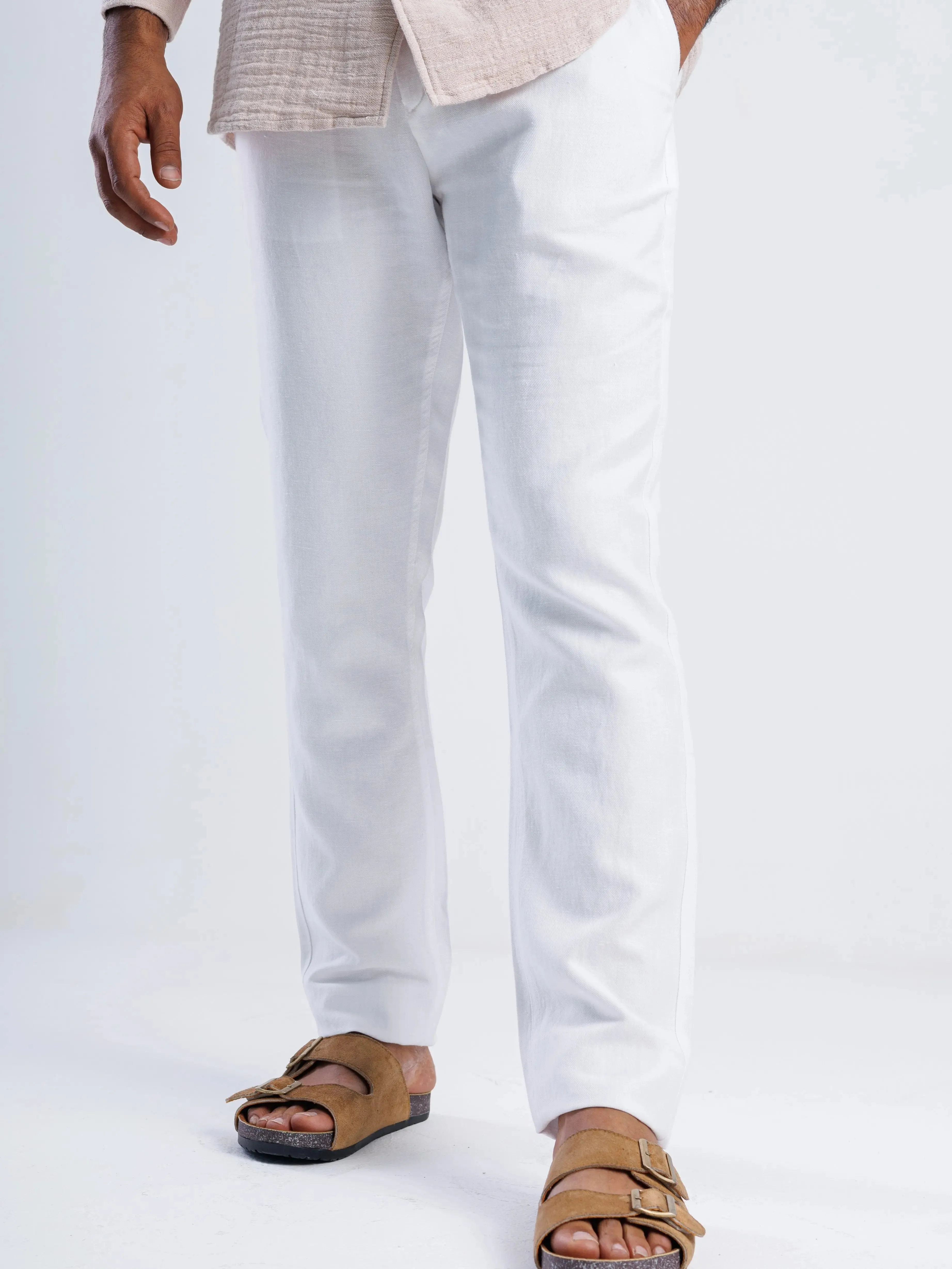 LINEN BLEND TAPERED TROUSER