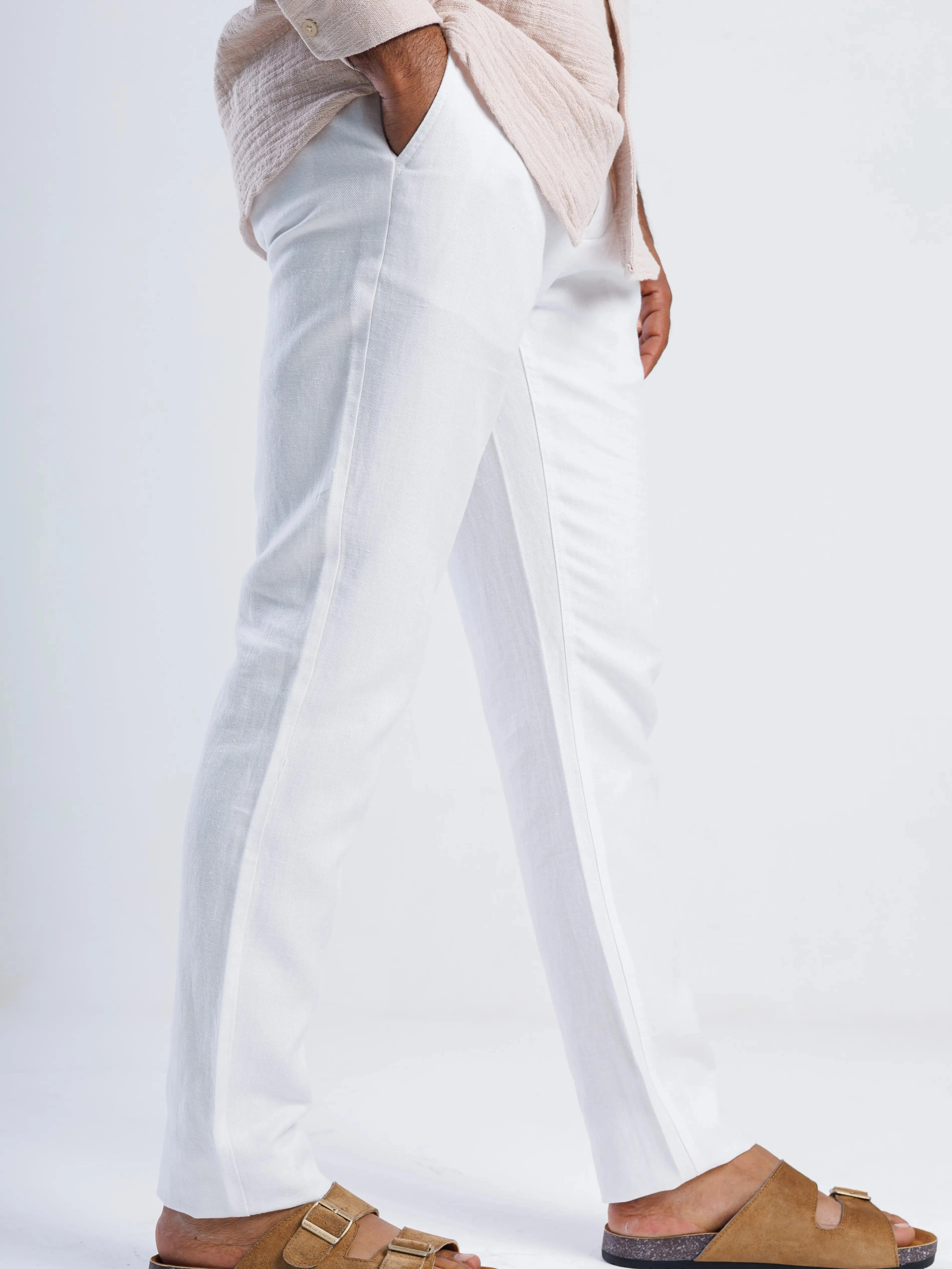 LINEN BLEND TAPERED TROUSER