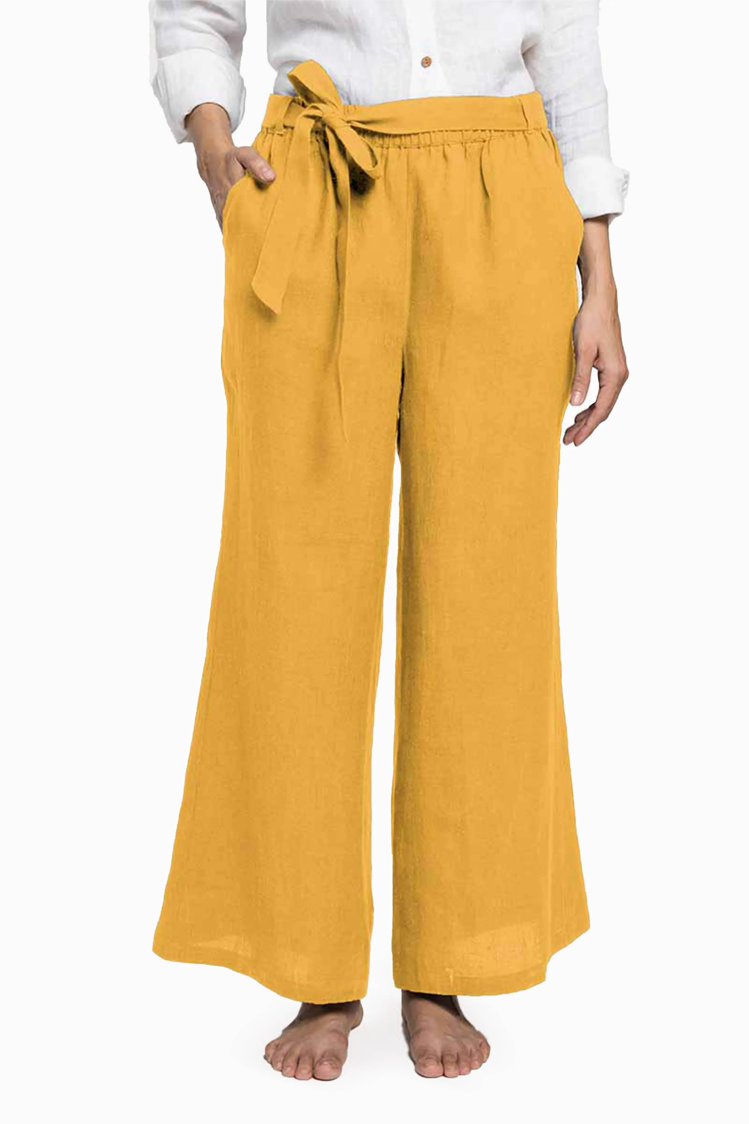 Linen Cecilia Pant-Brown Bean