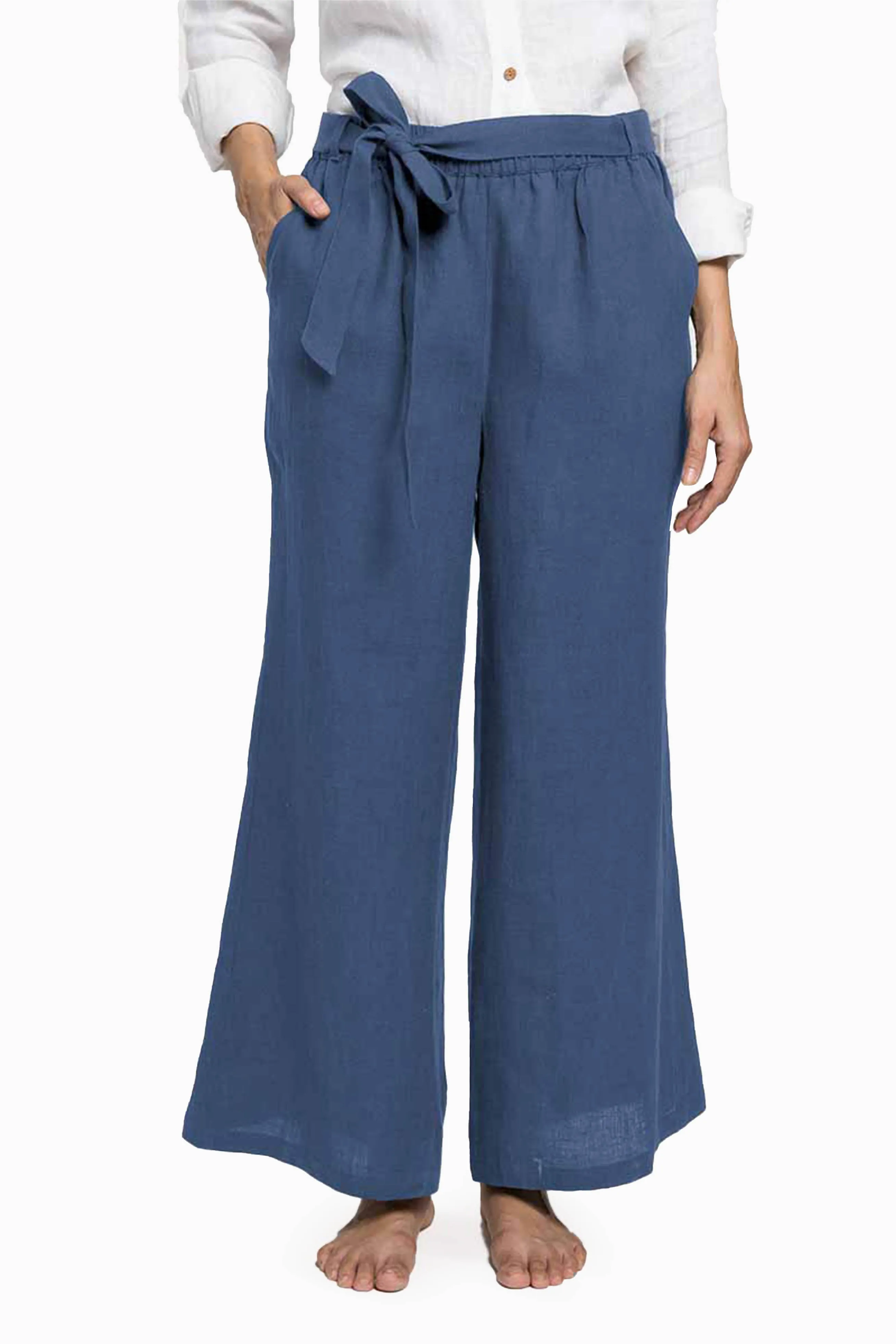 Linen Cecilia Pant-Brown Bean