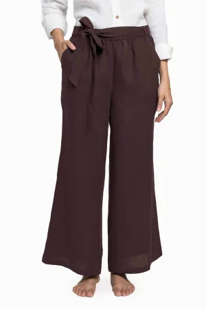 Linen Cecilia Pant-Brown Bean