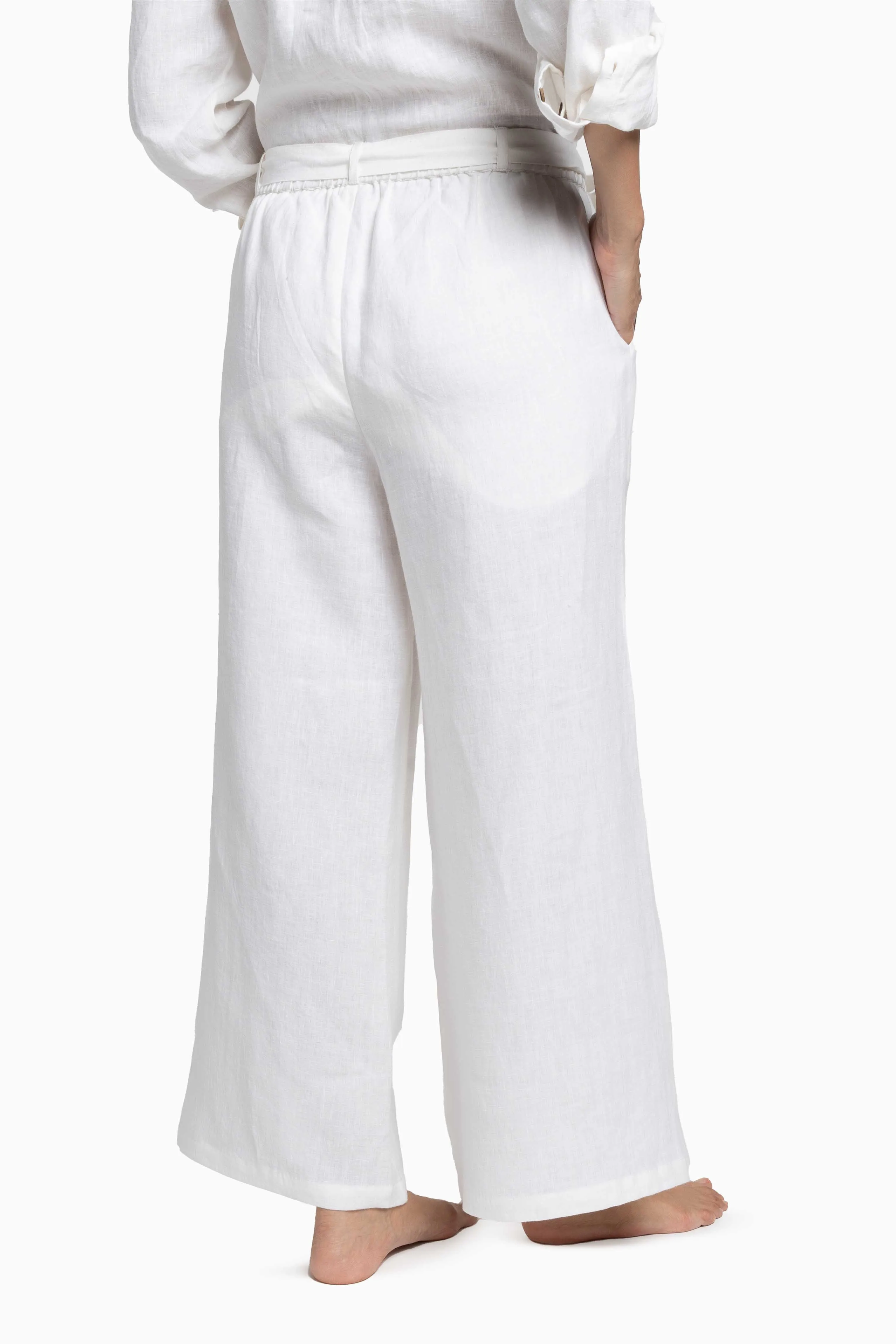 Linen Cecilia Pant-Brown Bean