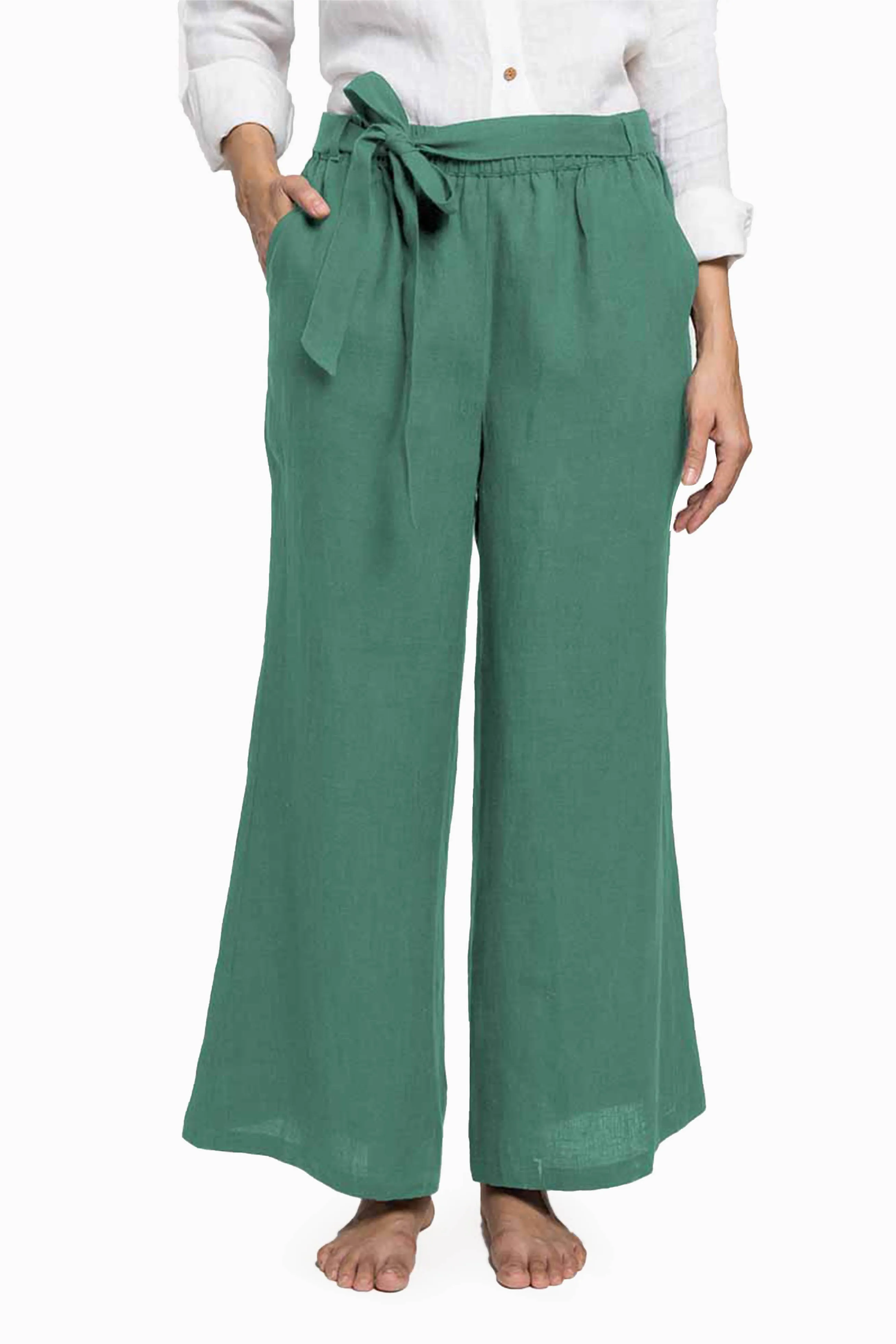 Linen Cecilia Pant-Brown Bean