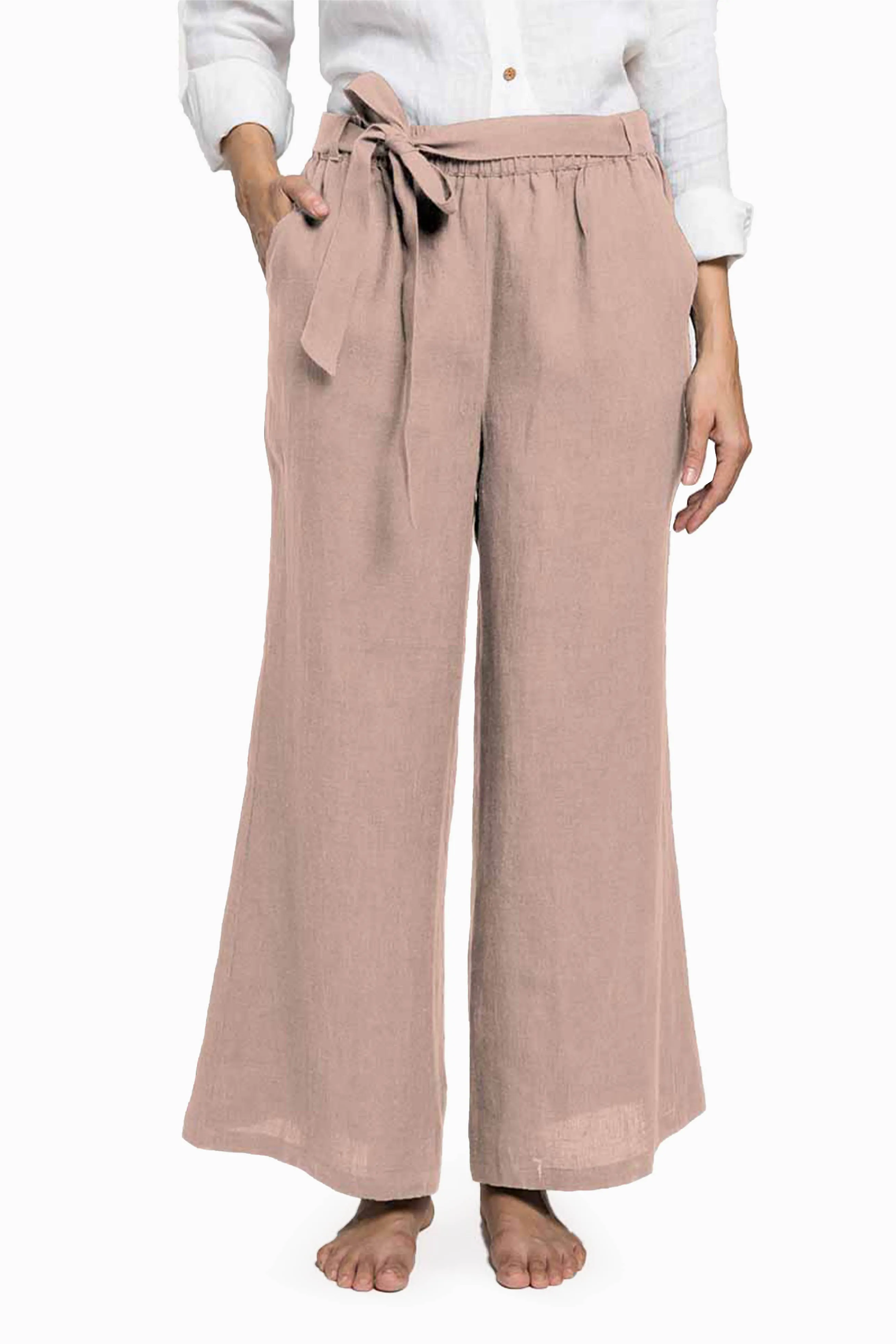 Linen Cecilia Pant-Brown Bean