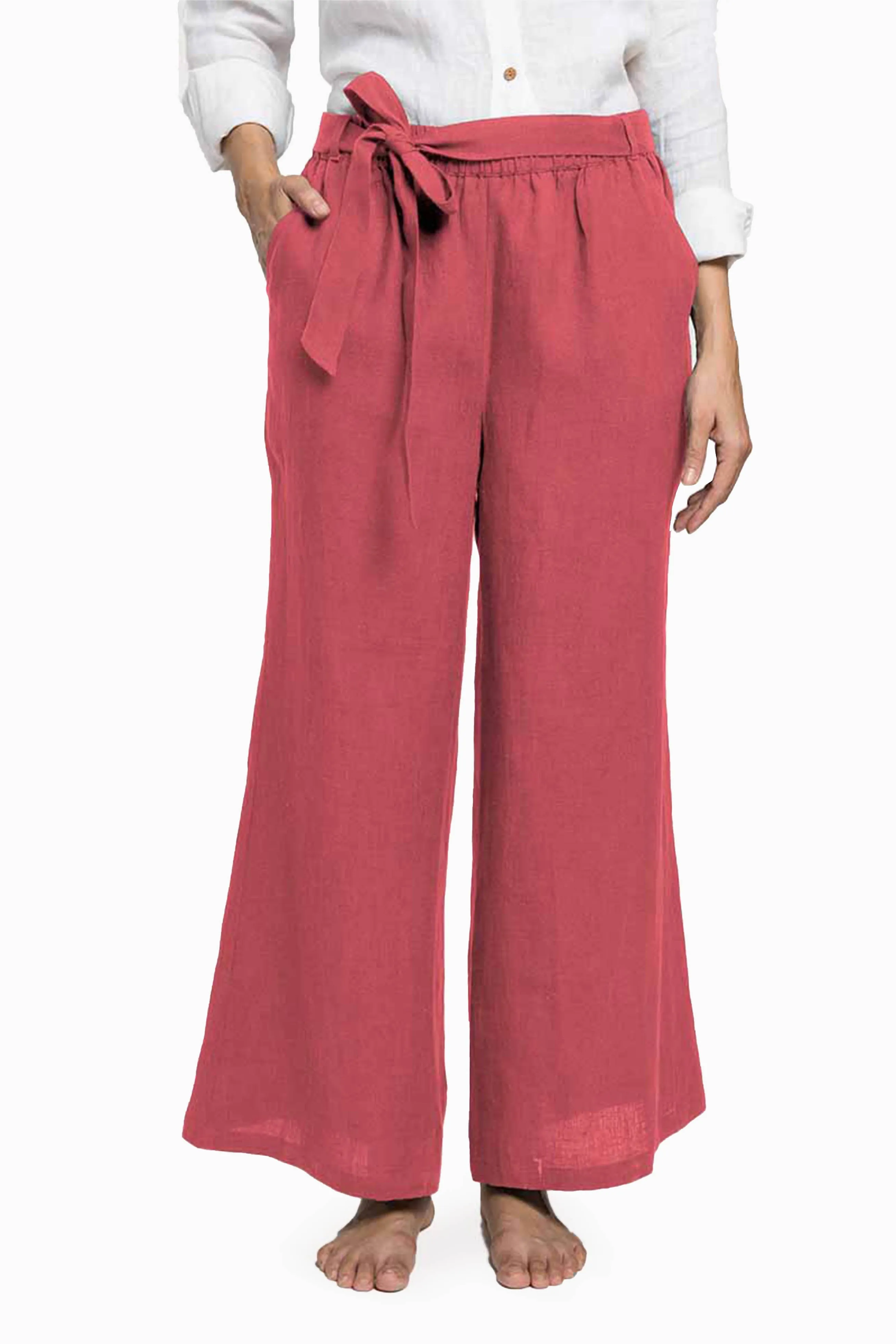 Linen Cecilia Pant-Brown Bean