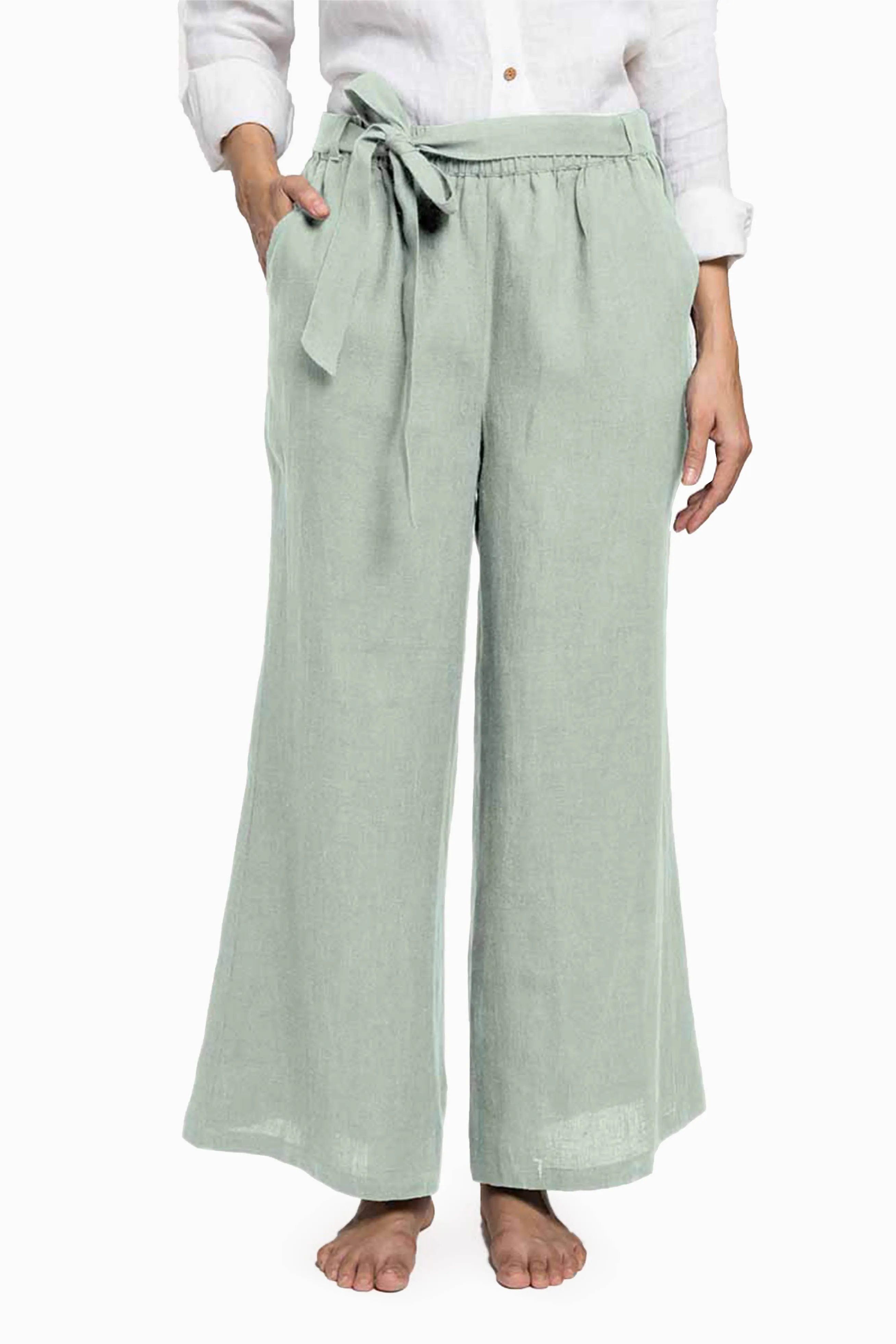 Linen Cecilia Pant-Brown Bean
