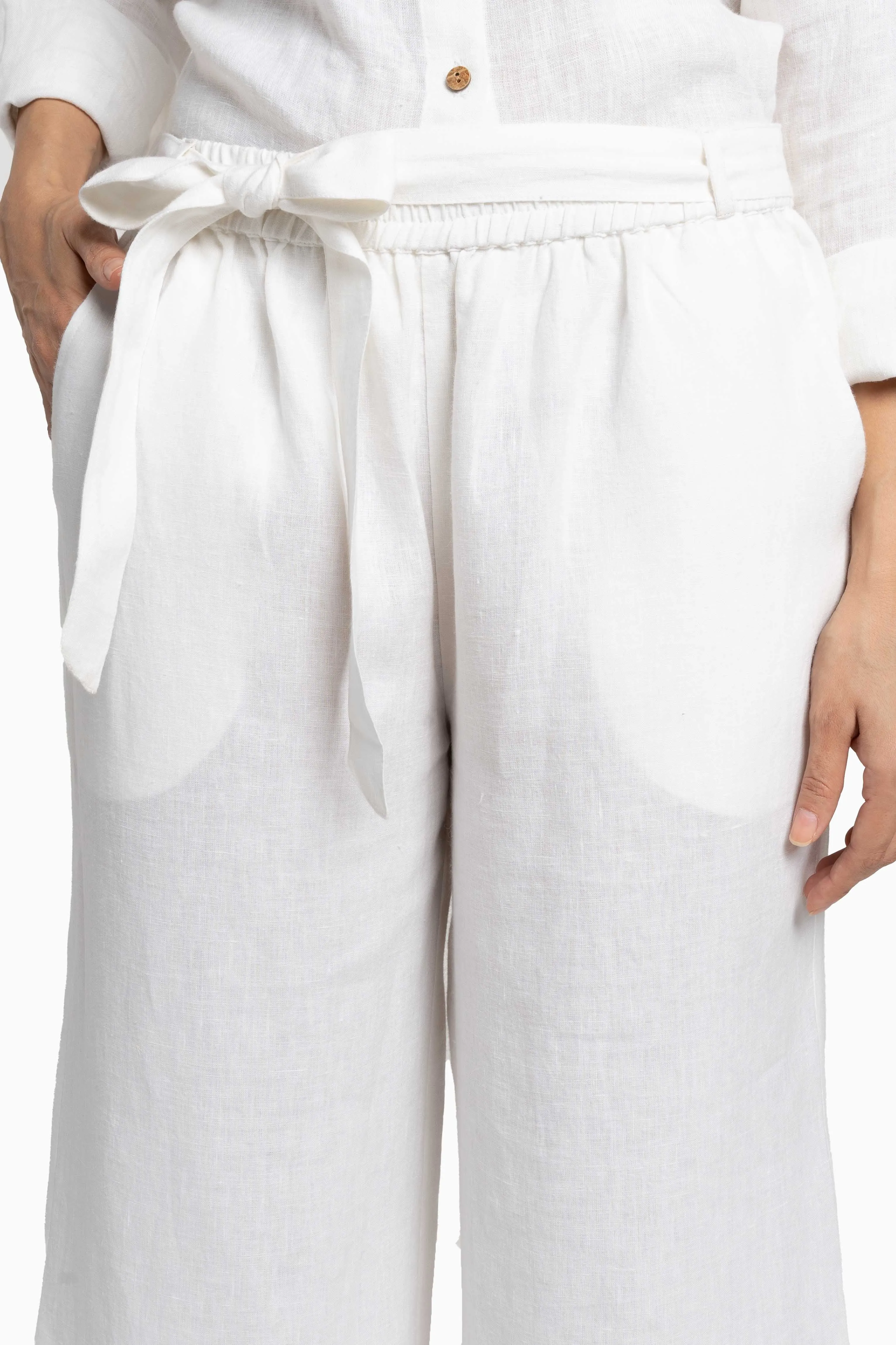 Linen Cecilia Pant-Brown Bean