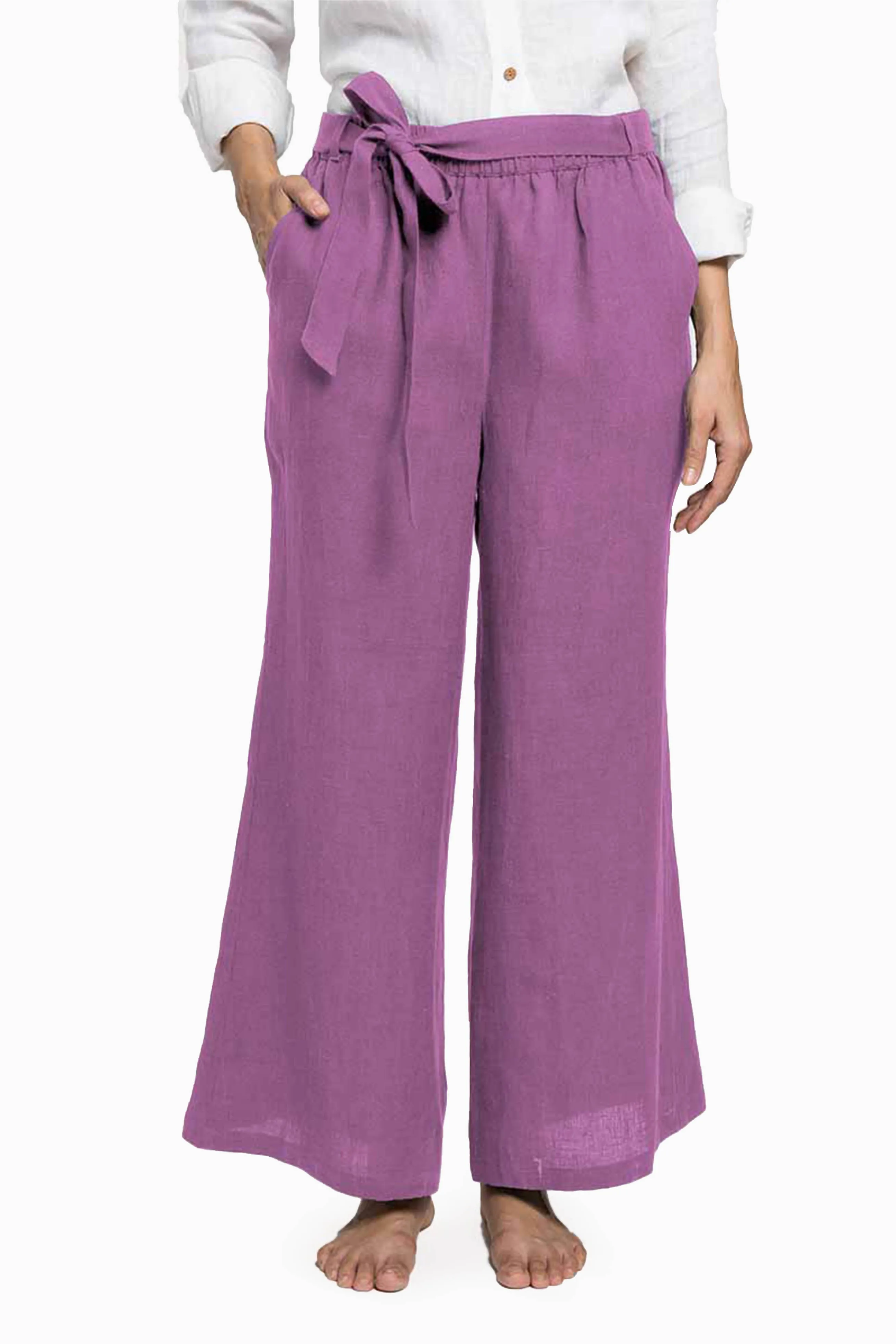 Linen Cecilia Pant-Brown Bean