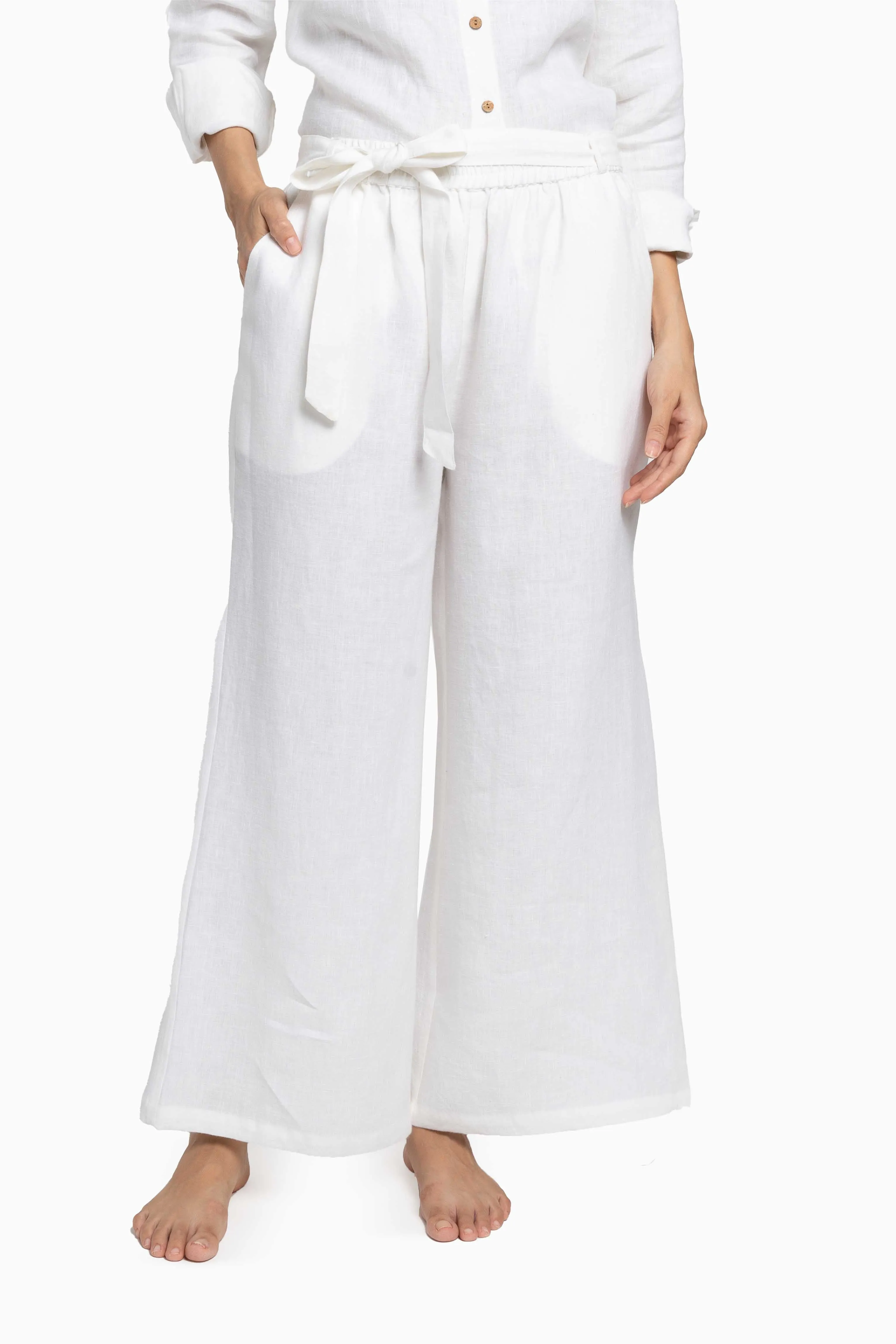 Linen Cecilia Pant-Brown Bean
