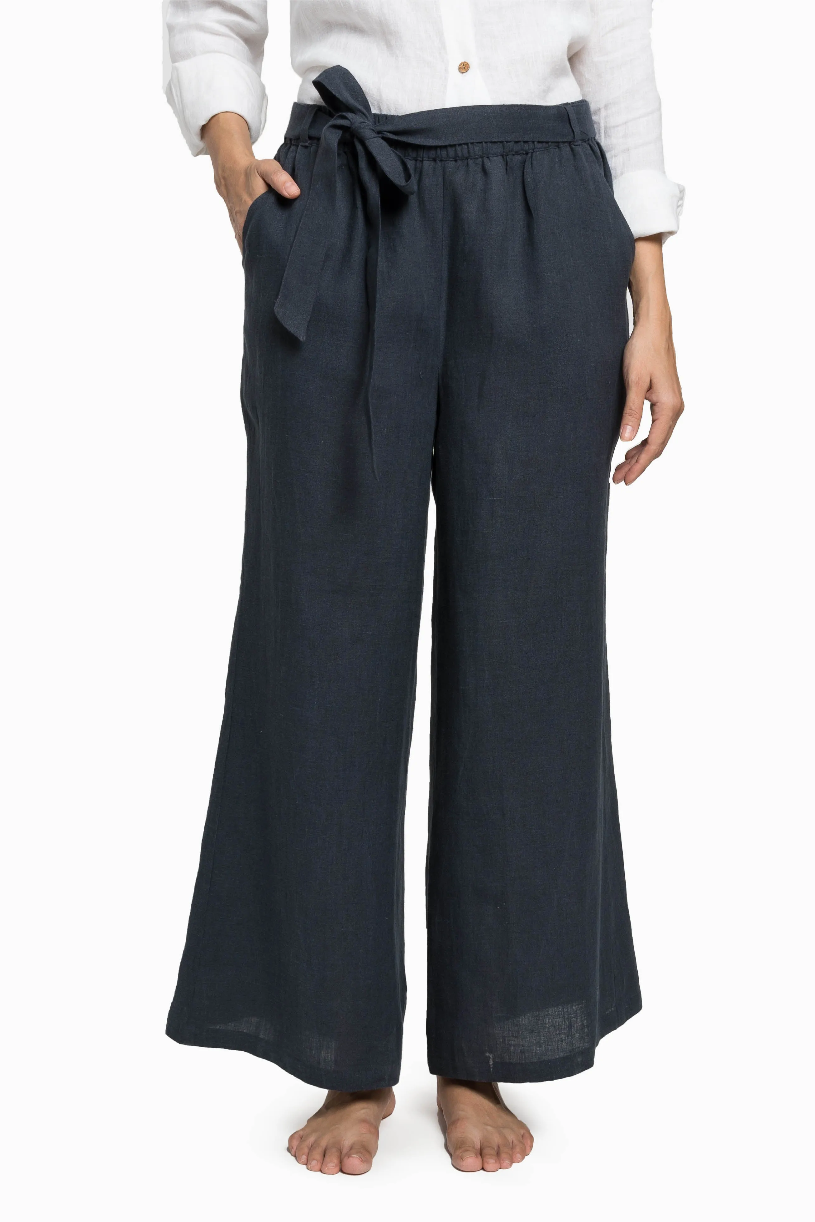 Linen Cecilia Pant-Brown Bean