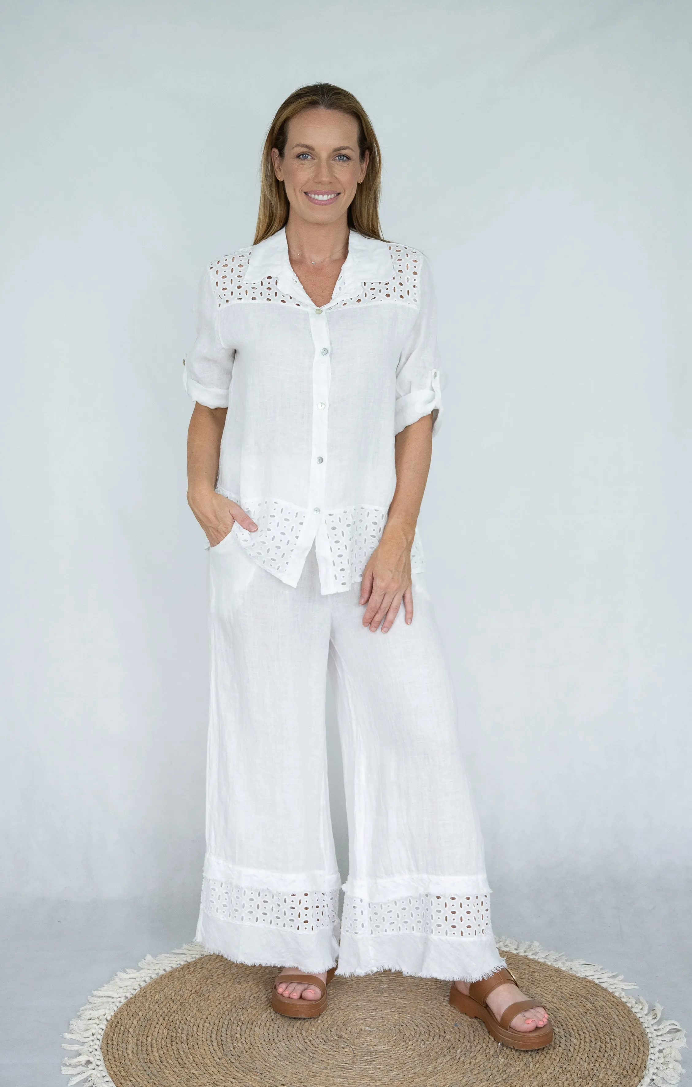 Linen Lattice Pants