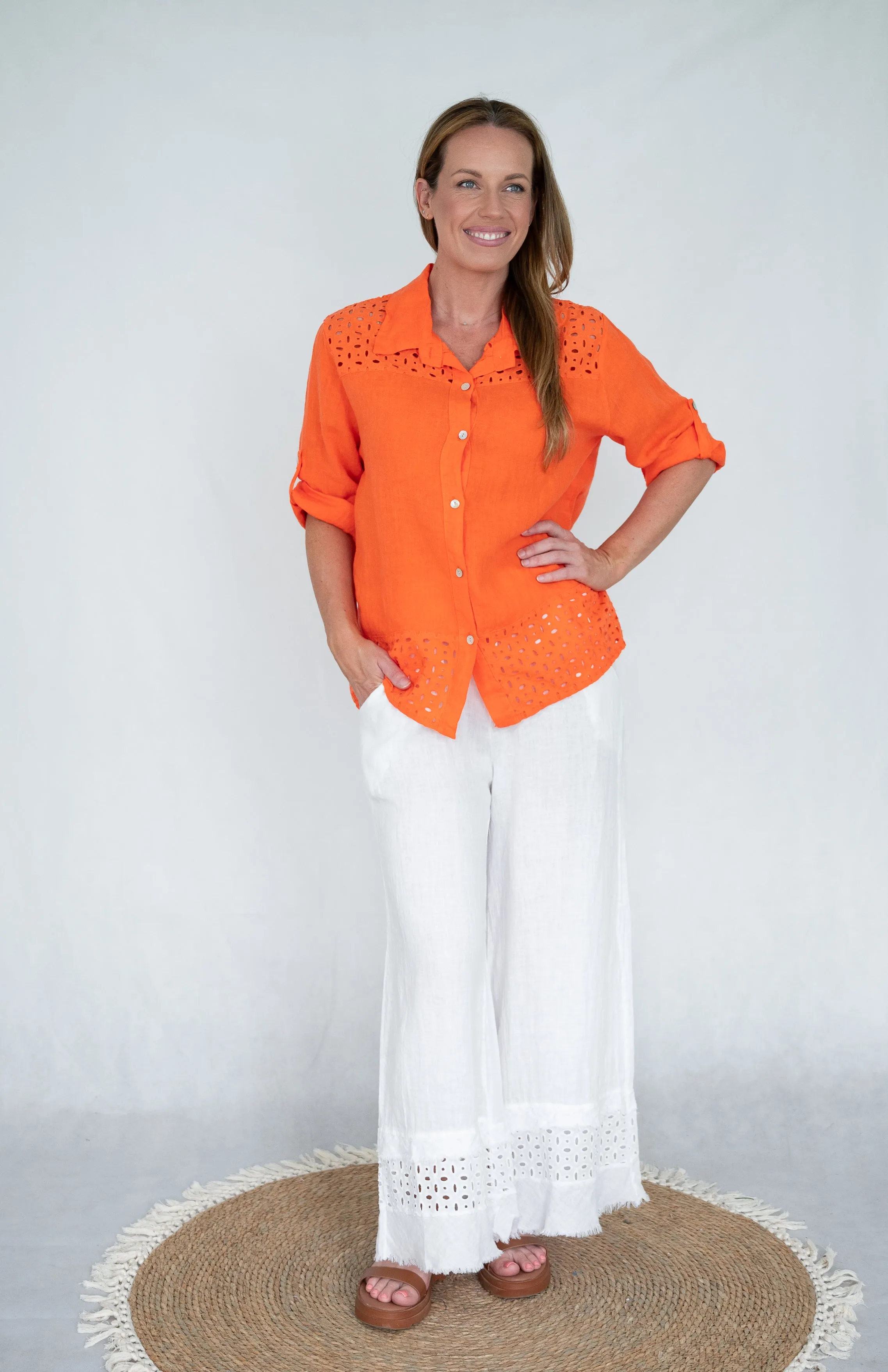 Linen Lattice Pants