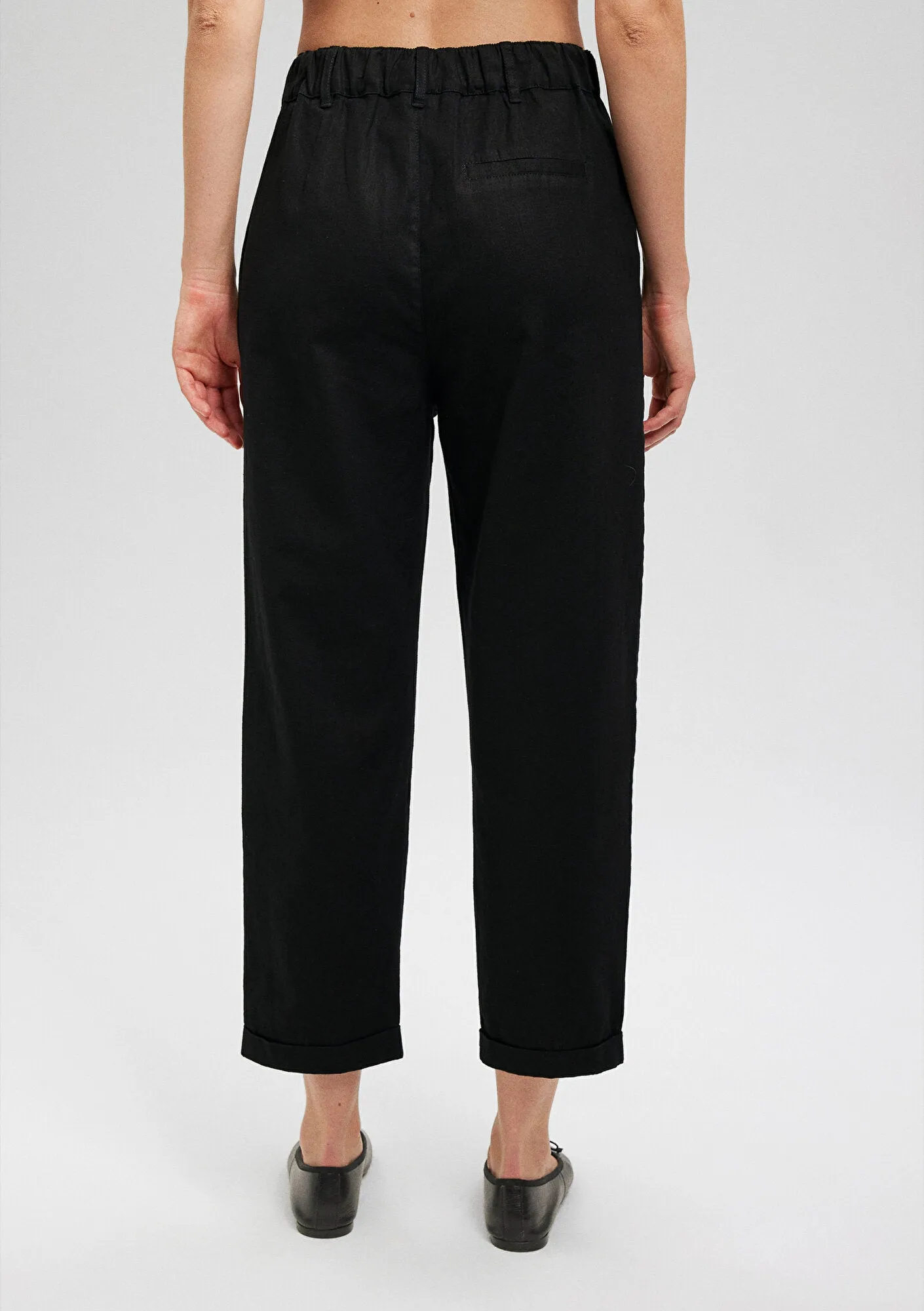 Linen Mix Black Pants
