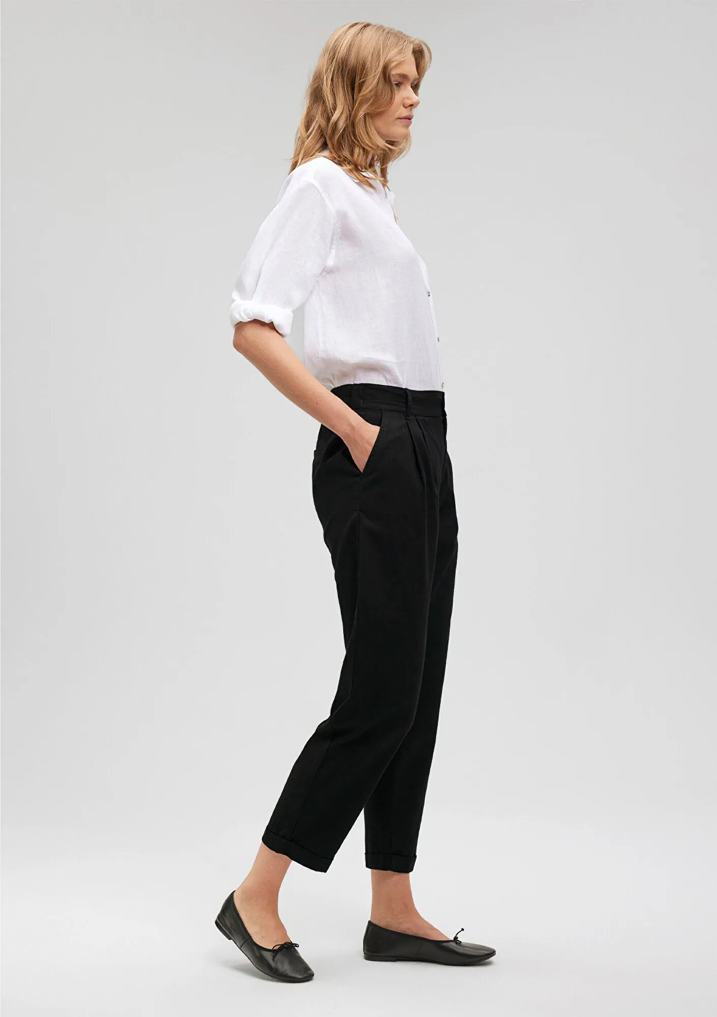 Linen Mix Black Pants