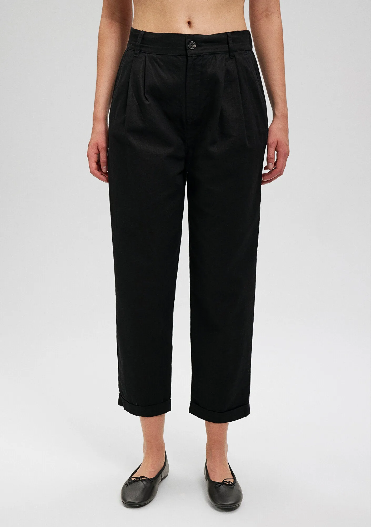 Linen Mix Black Pants