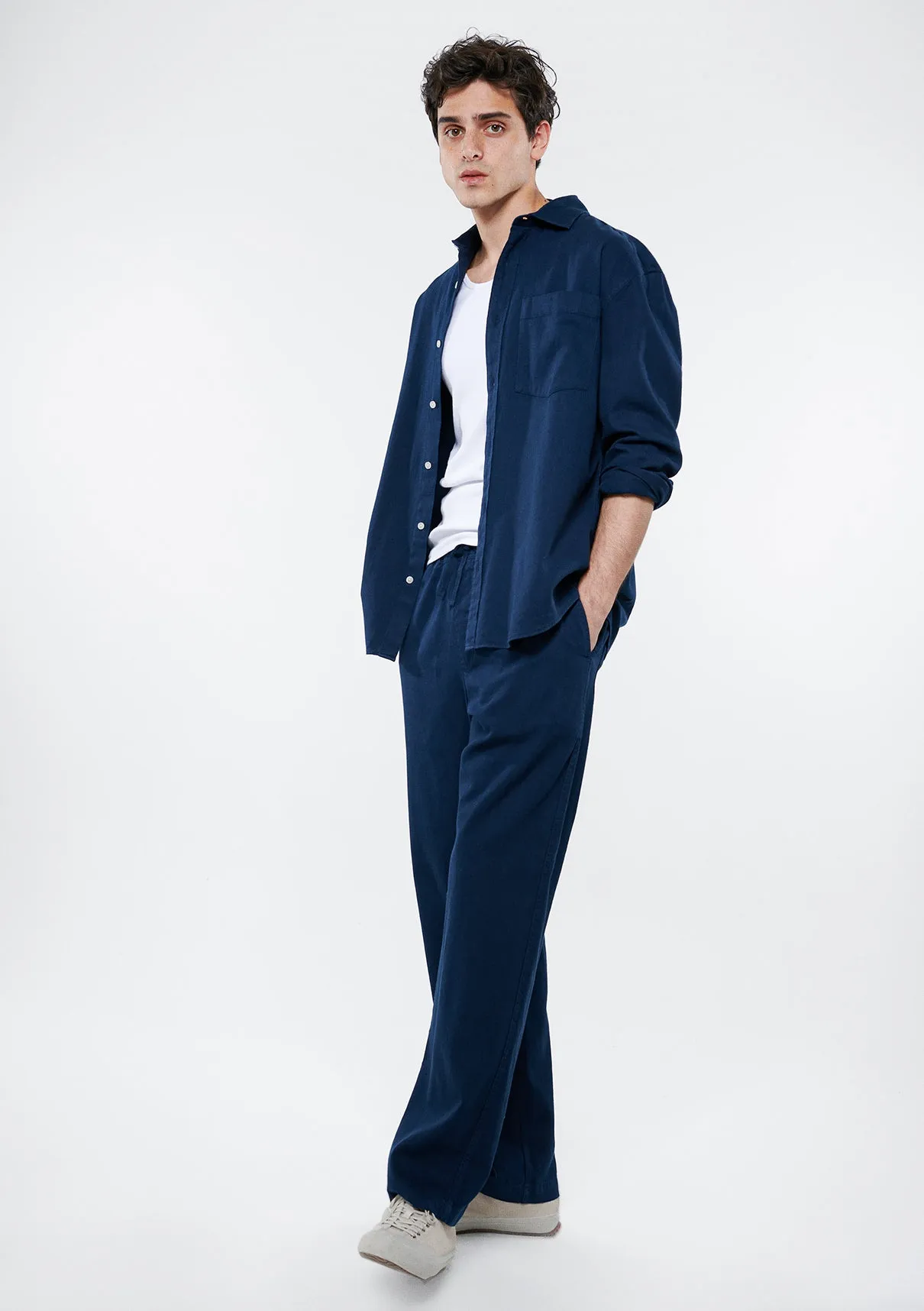 Linen Mix Blue Pants