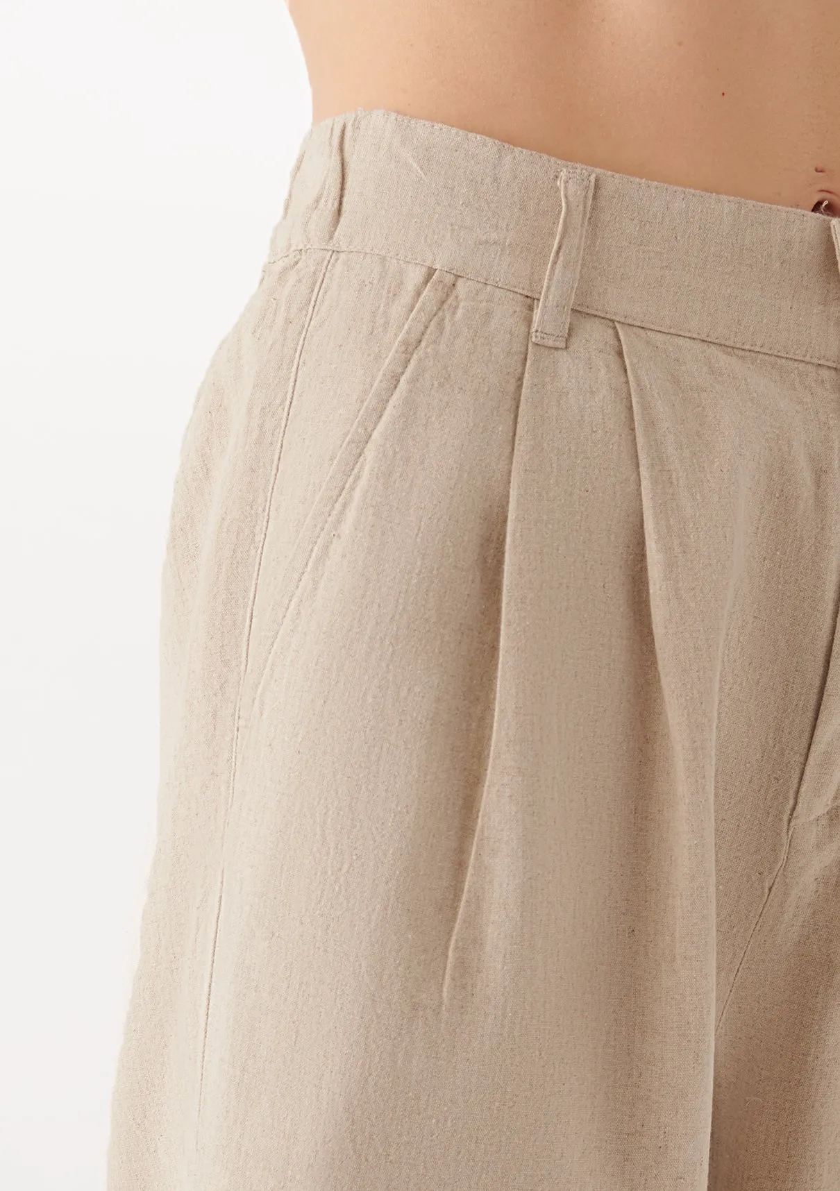 Linen Mix Brown Pants