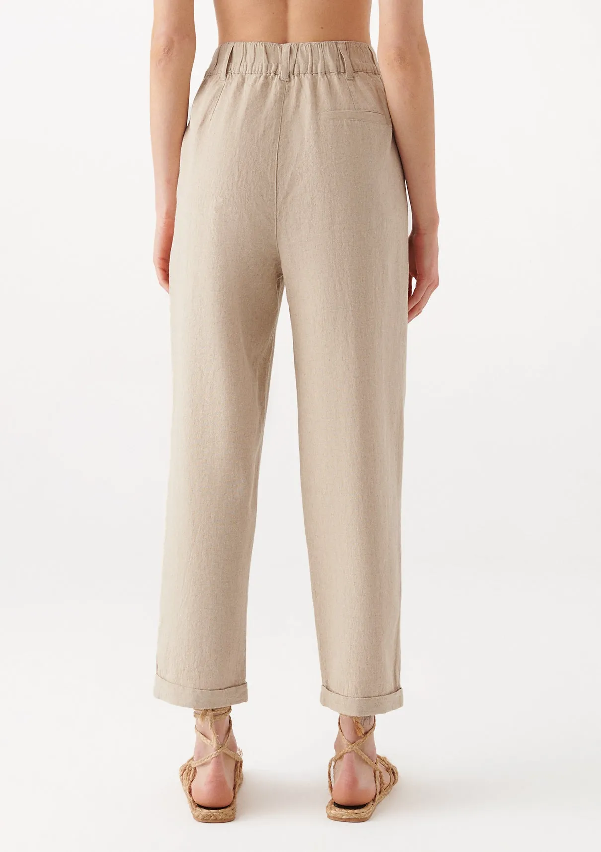Linen Mix Brown Pants