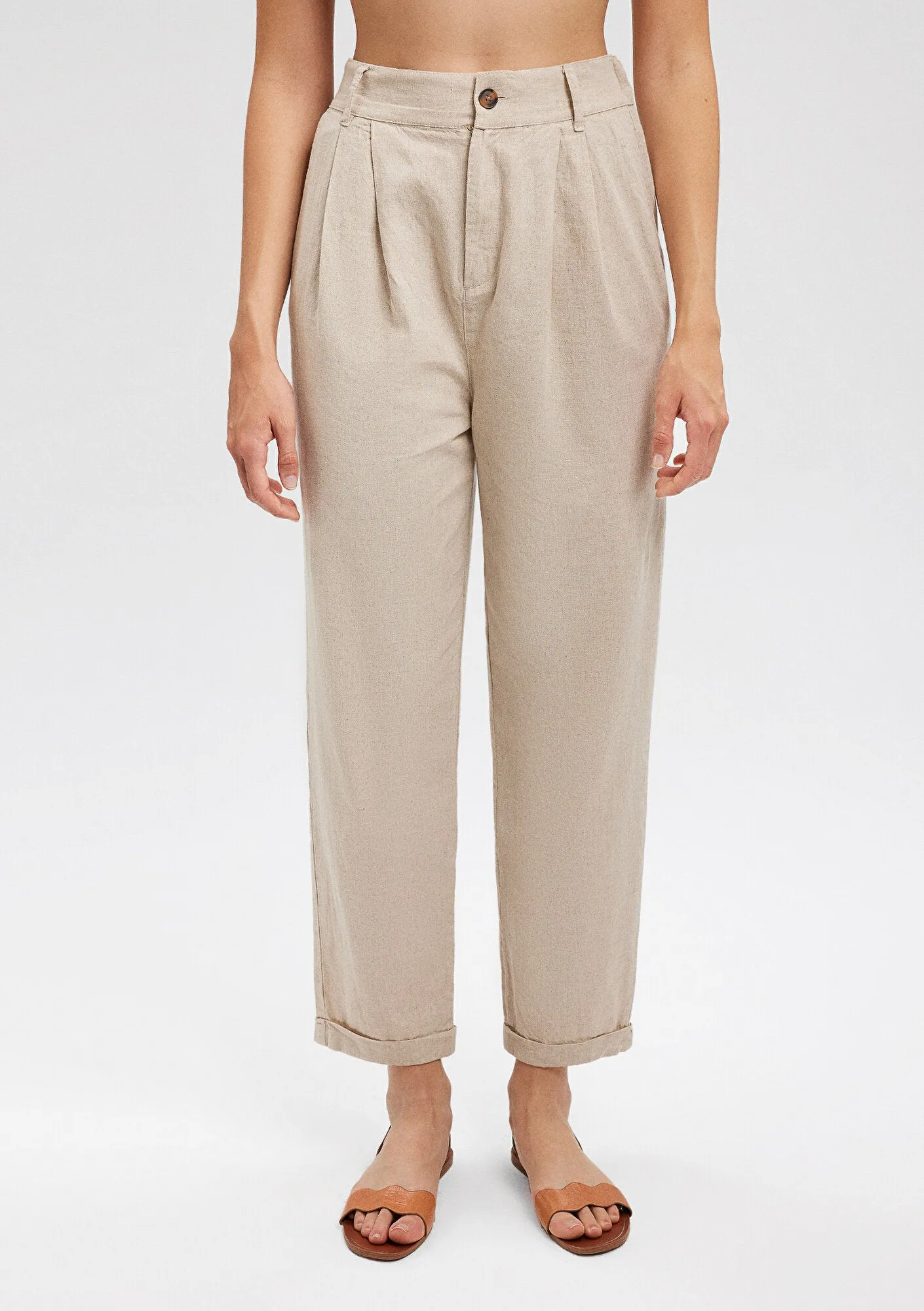Linen Mix Brown Pants