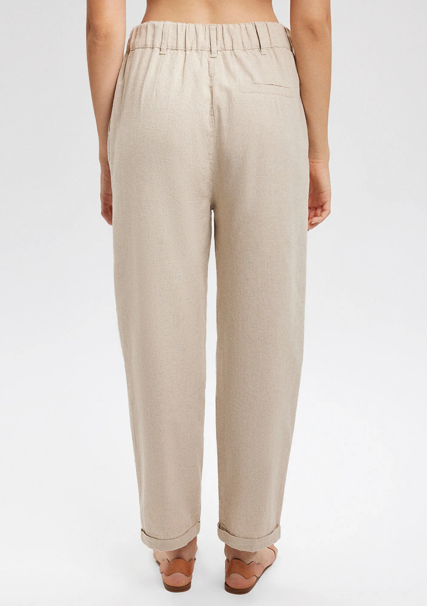 Linen Mix Brown Pants
