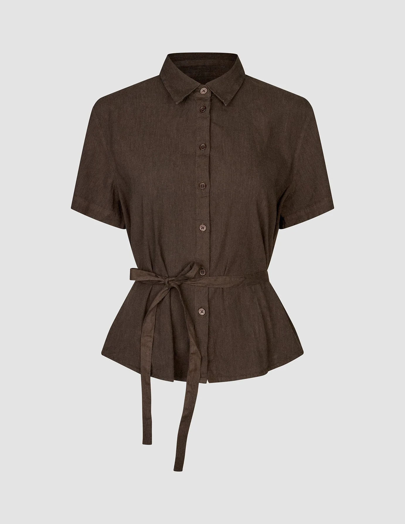 Linen Set Espresso Short Sleeved Shirt & Relaxed Pants