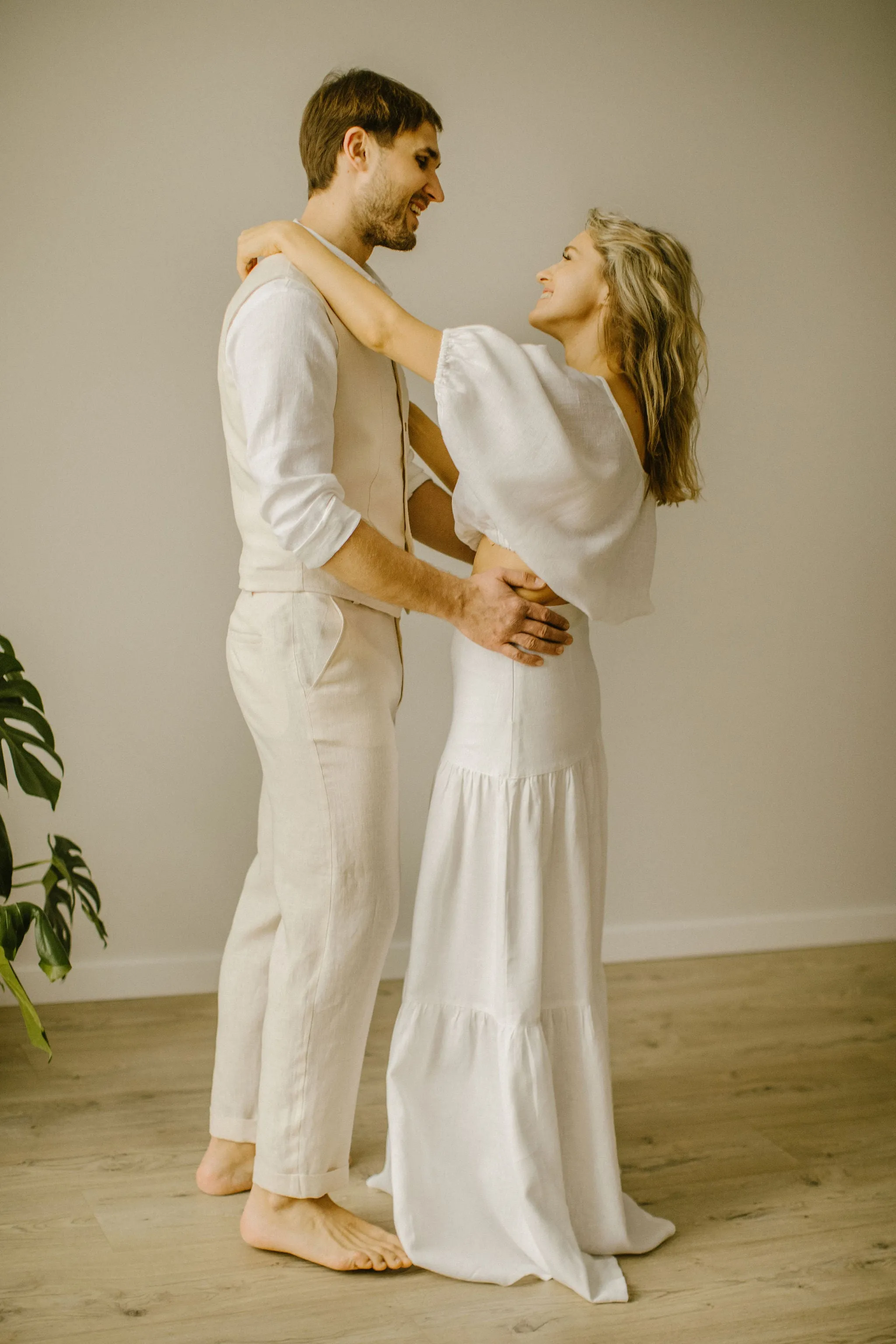 Linen Trousers Waistcoat Set (Set Of 2)