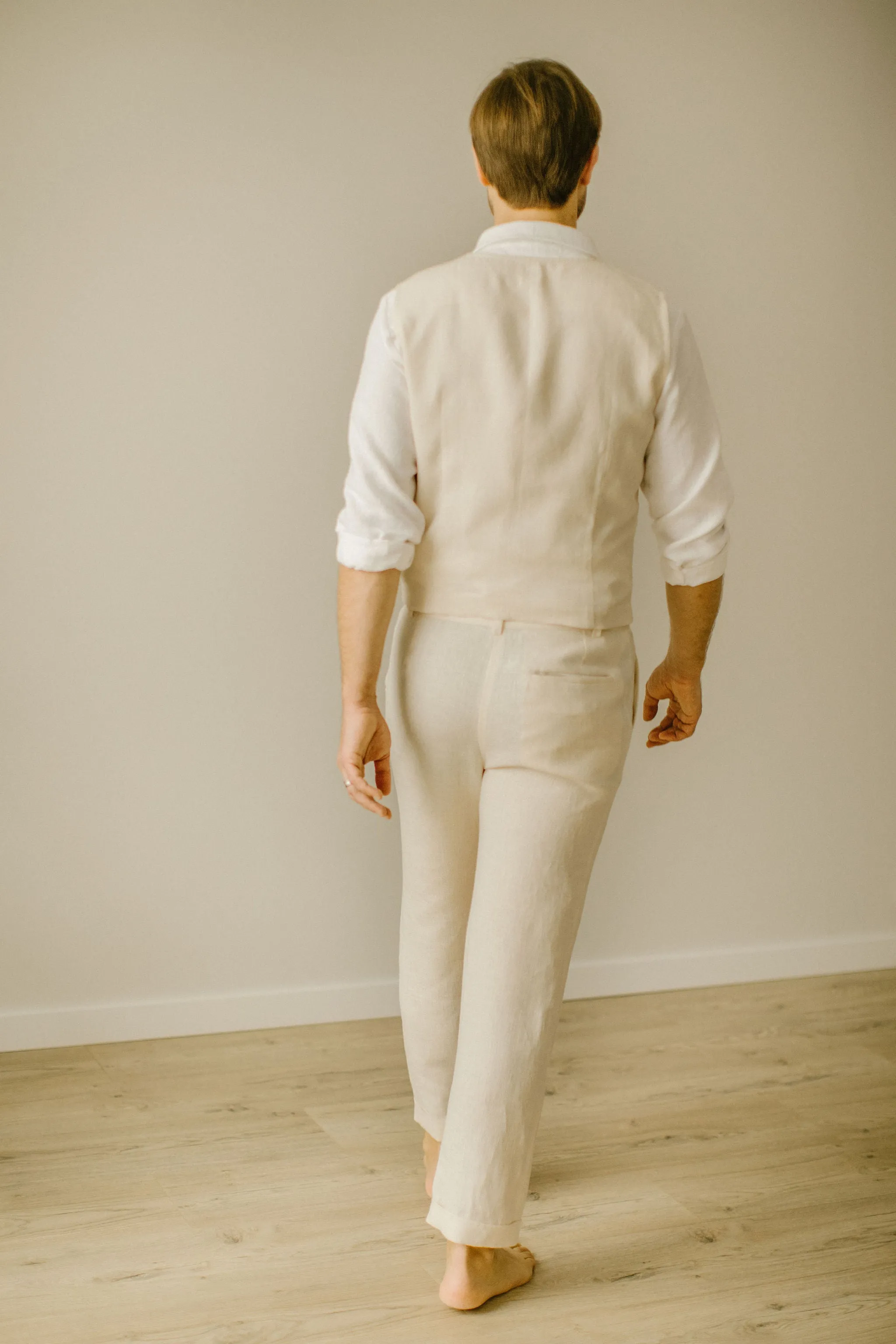 Linen Trousers Waistcoat Set (Set Of 2)