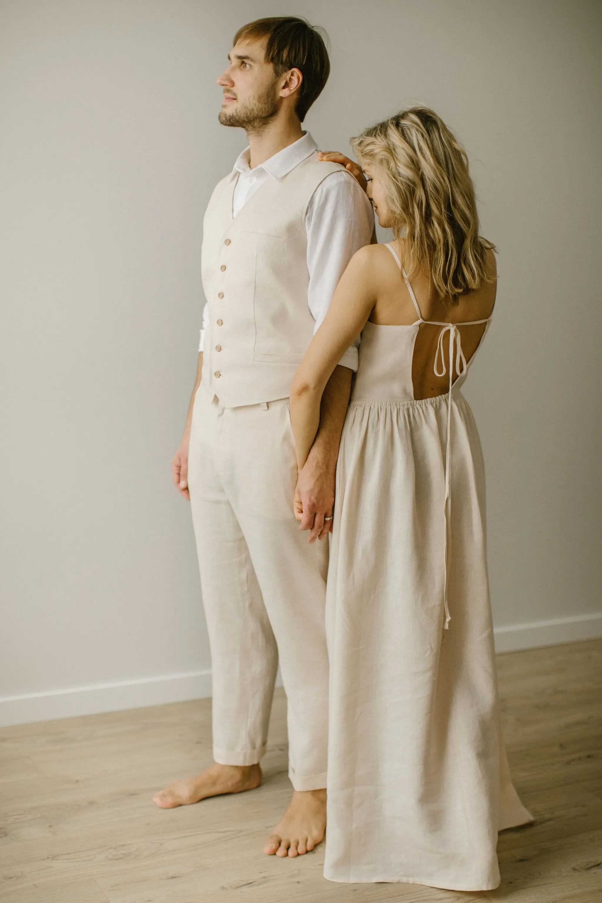 Linen Trousers Waistcoat Set (Set Of 2)