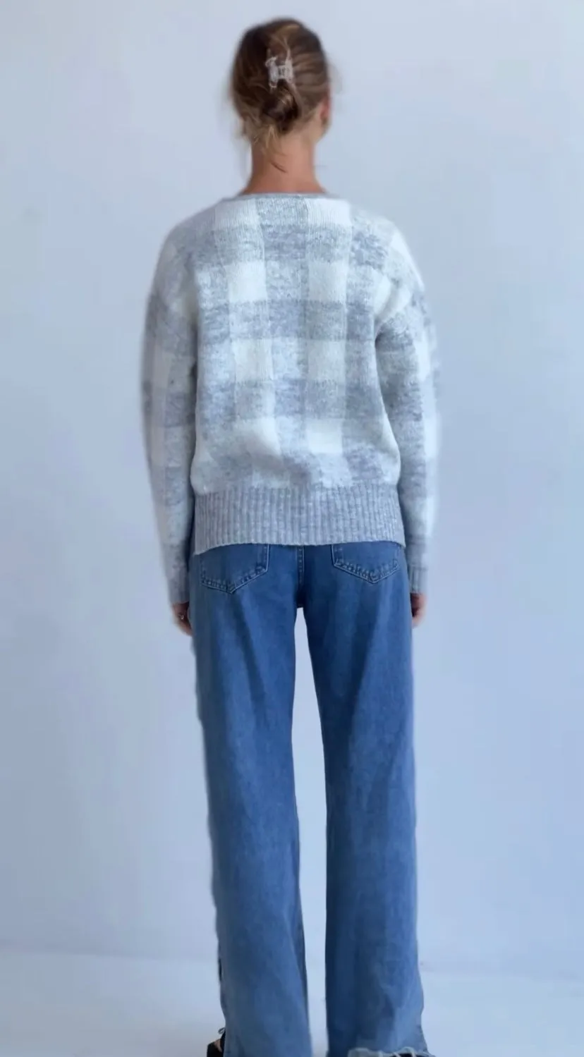 Lizzy Grey Check Jumper