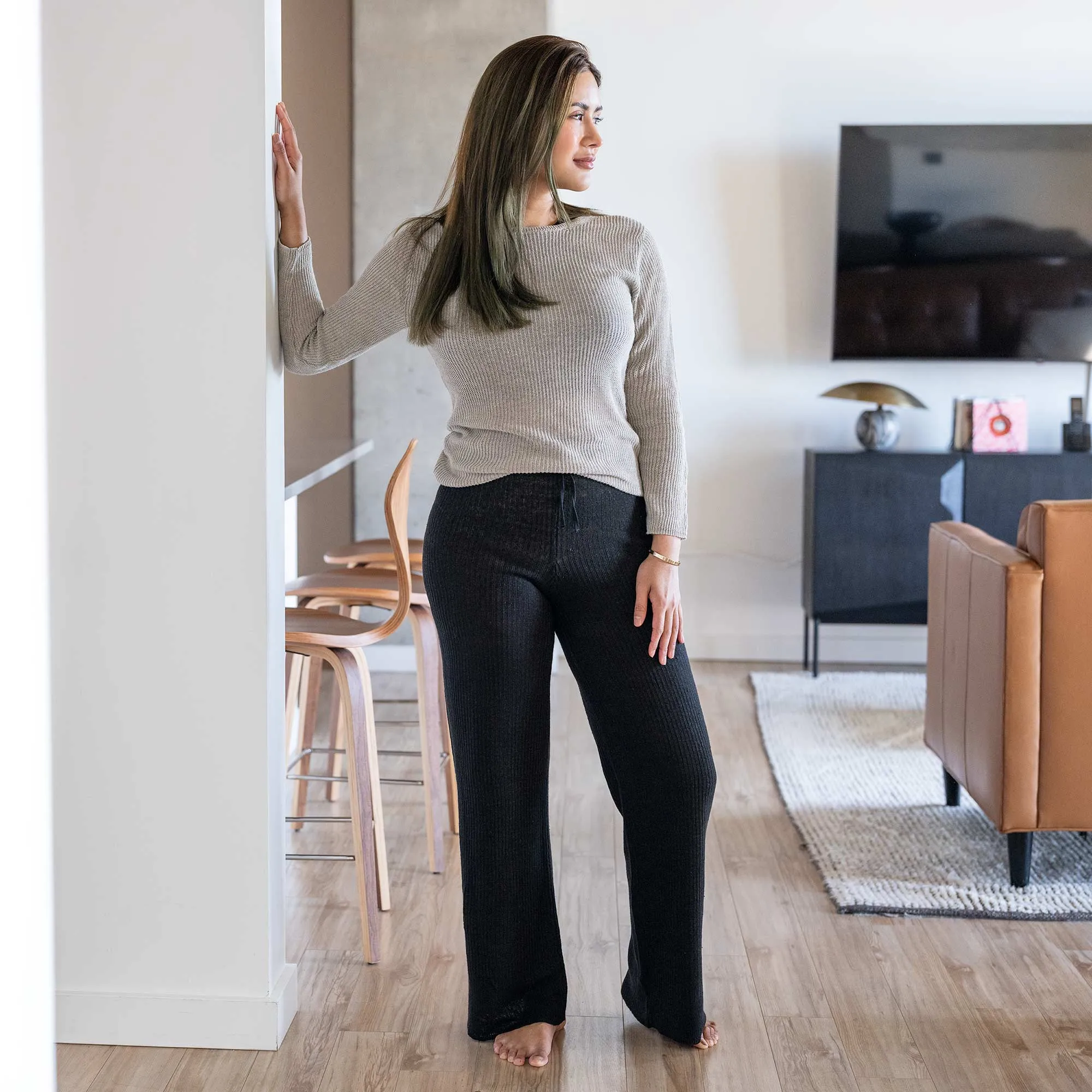 LOLA 100% Organic Linen Knit Pants (OC Thread, Covered Organic Elastic, No Plastic, No Synthetics) (Biodegradable)