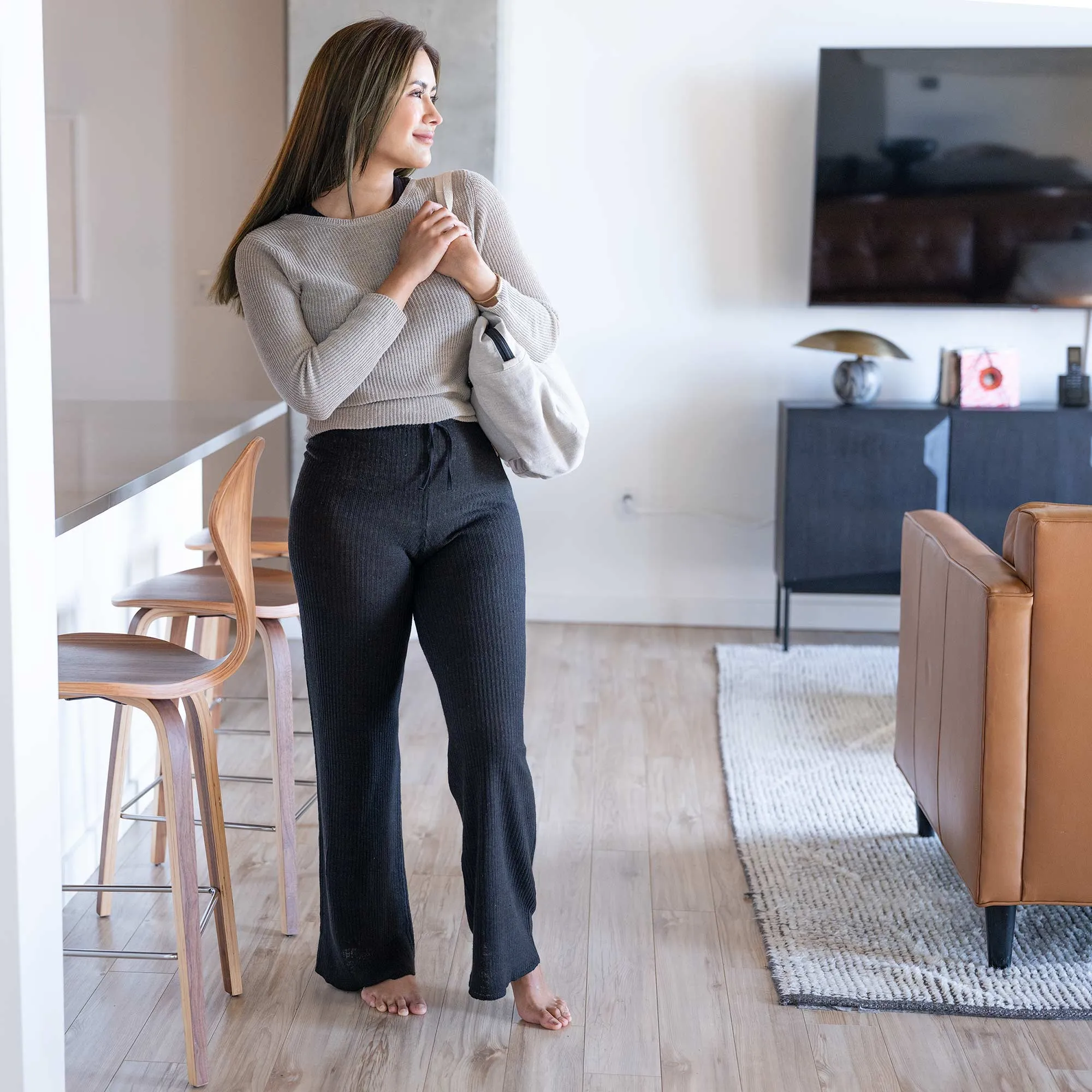 LOLA 100% Organic Linen Knit Pants (OC Thread, Covered Organic Elastic, No Plastic, No Synthetics) (Biodegradable)