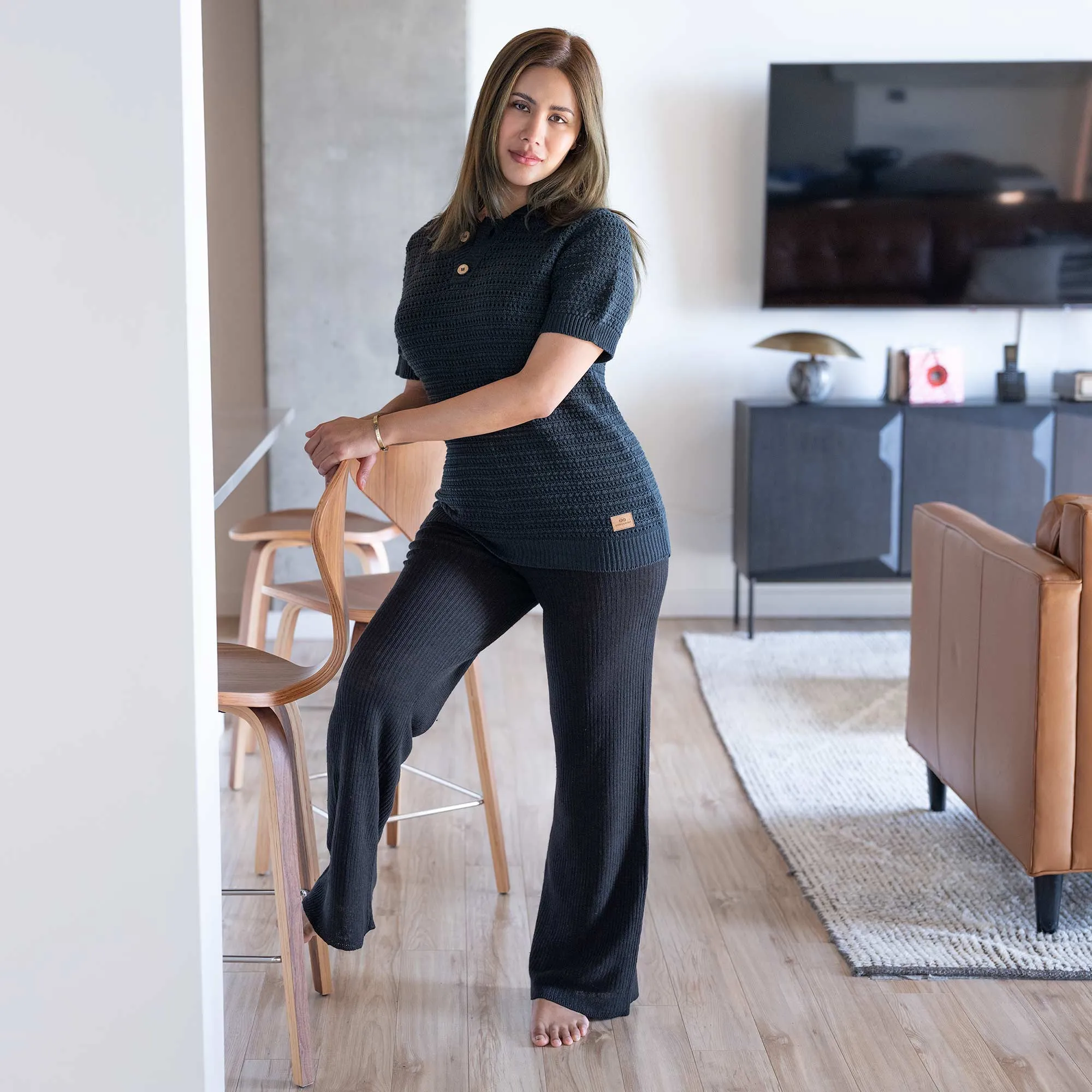 LOLA 100% Organic Linen Knit Pants (OC Thread, Covered Organic Elastic, No Plastic, No Synthetics) (Biodegradable)