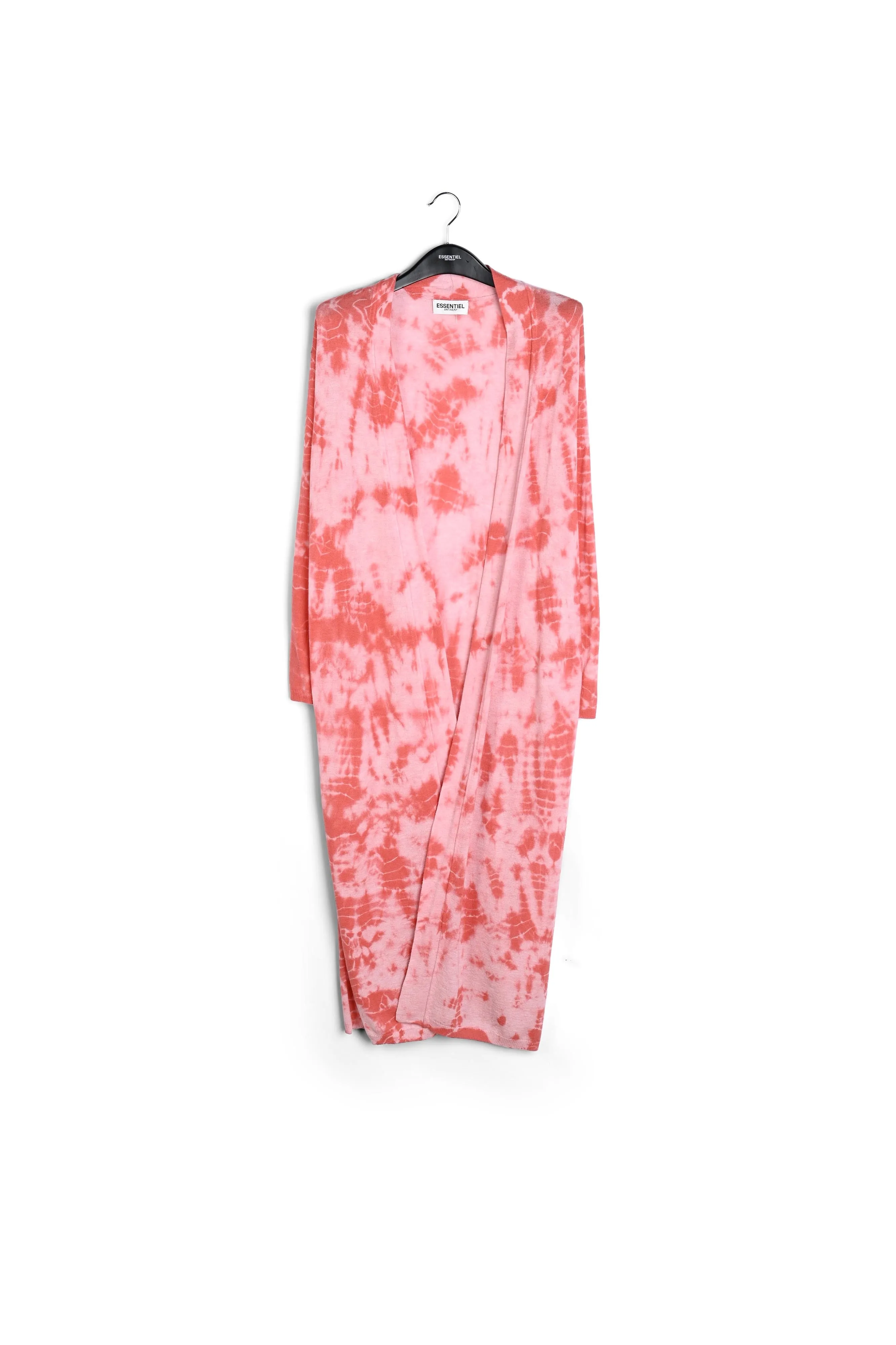 Long pink and red tie-dye cardigan