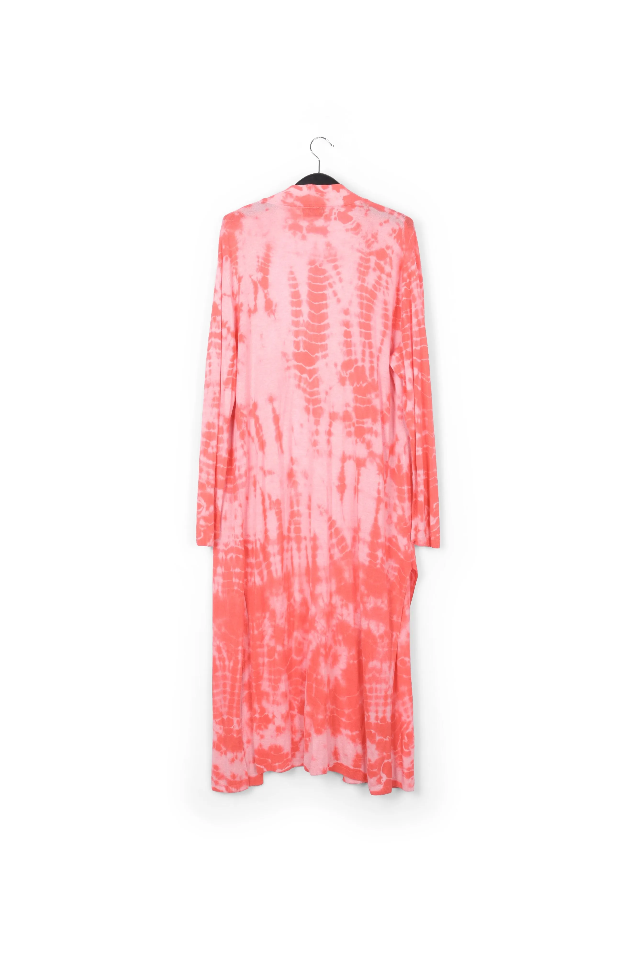 Long pink and red tie-dye cardigan