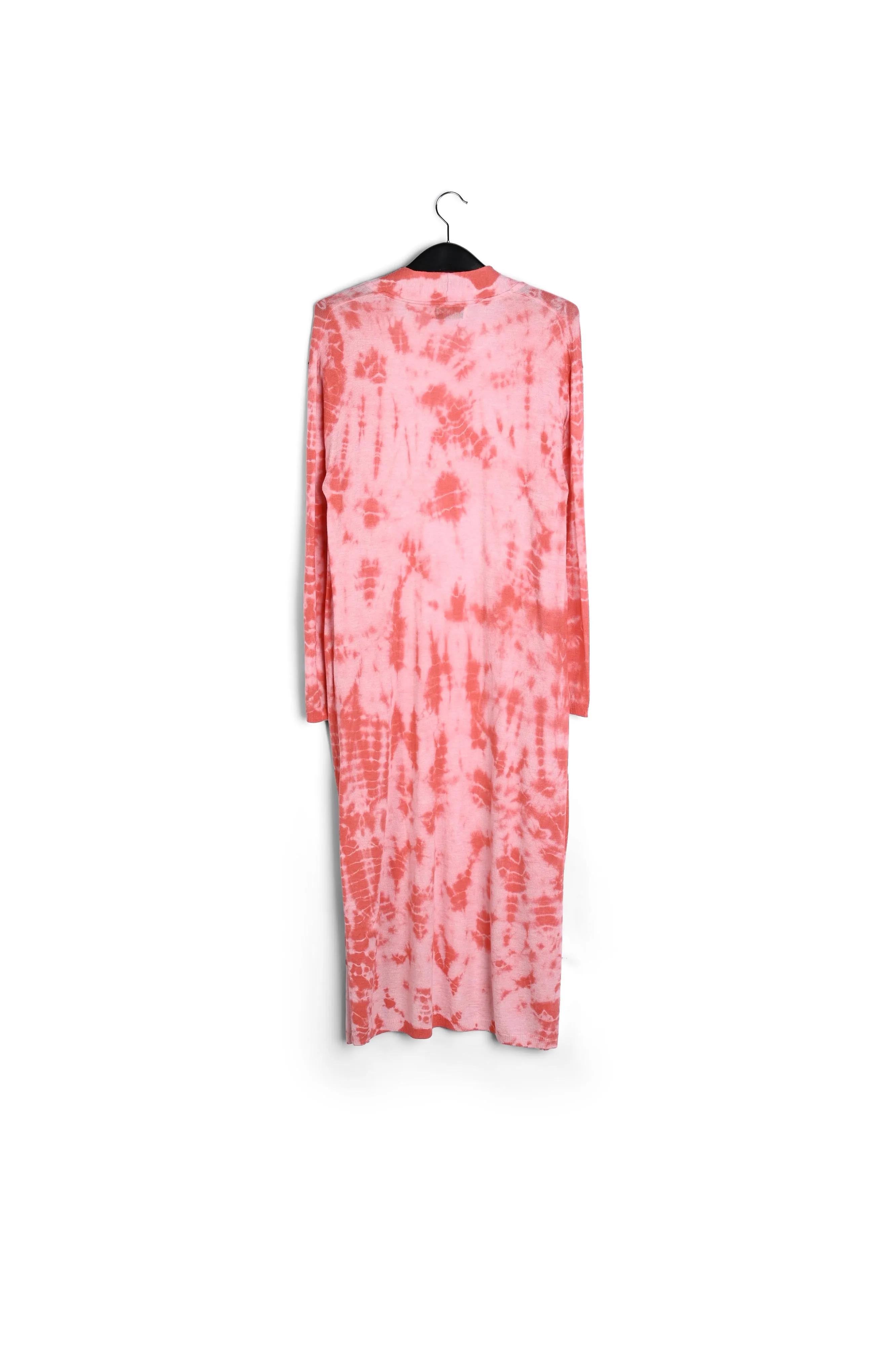 Long pink and red tie-dye cardigan
