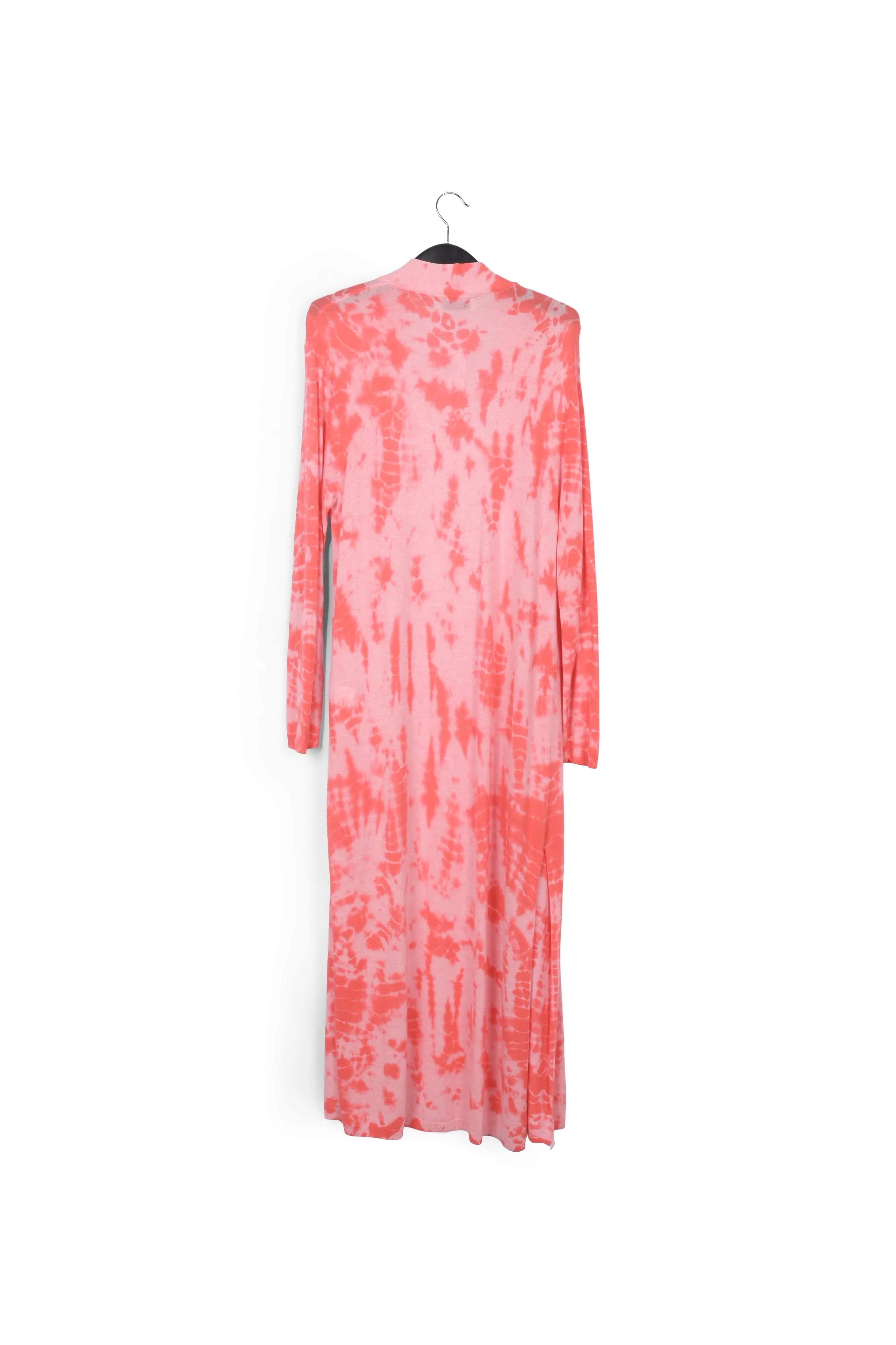 Long pink and red tie-dye cardigan
