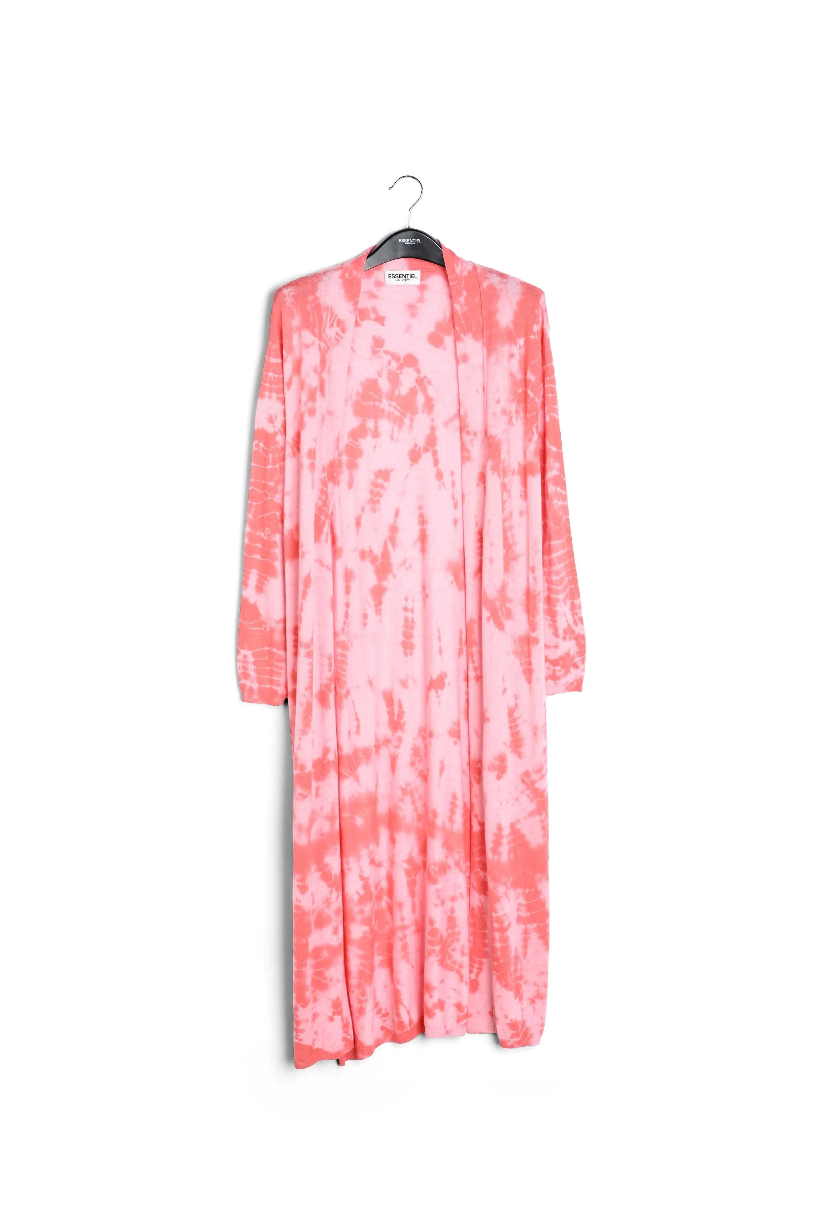 Long pink and red tie-dye cardigan