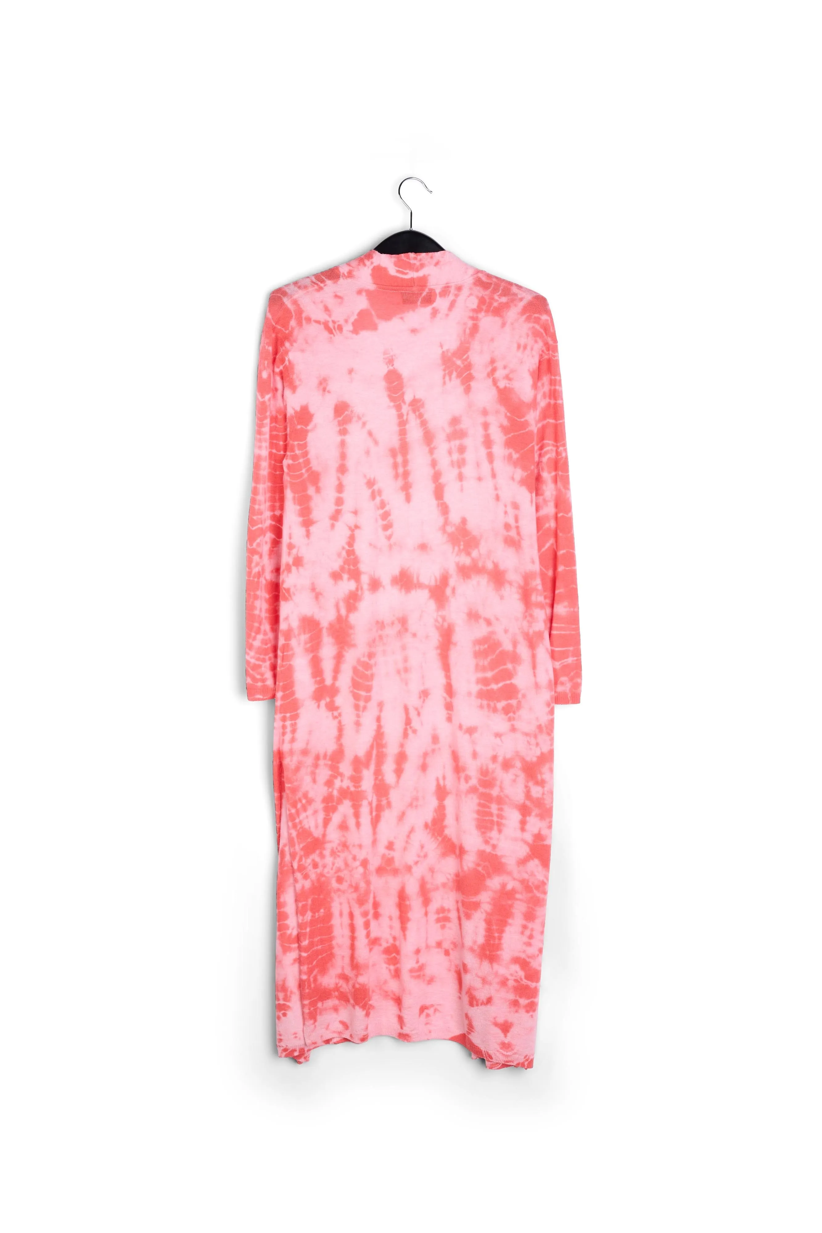 Long pink and red tie-dye cardigan