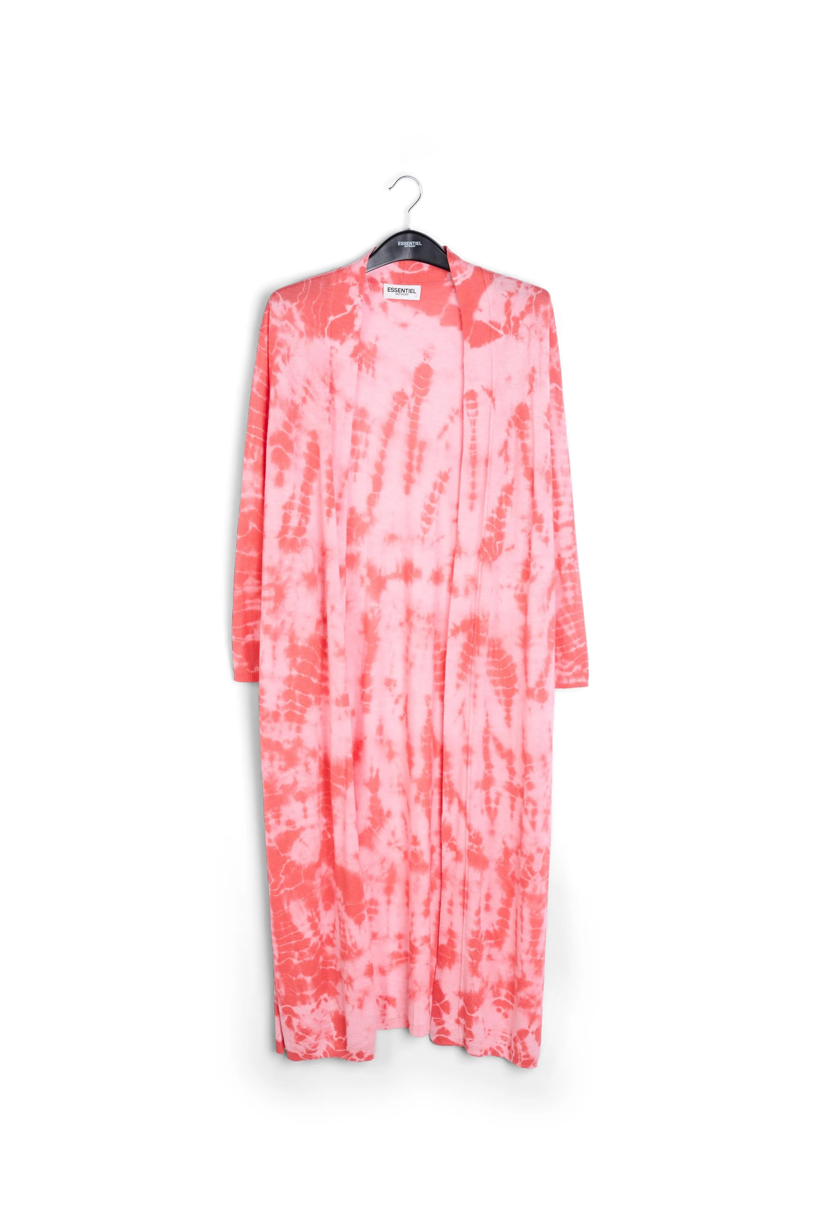 Long pink and red tie-dye cardigan